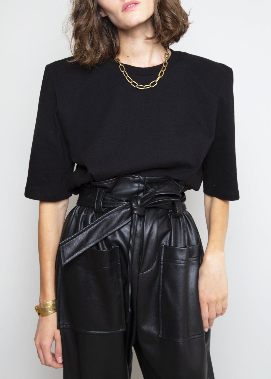 Carrington Padded Shoulder Tee - Black - 4
