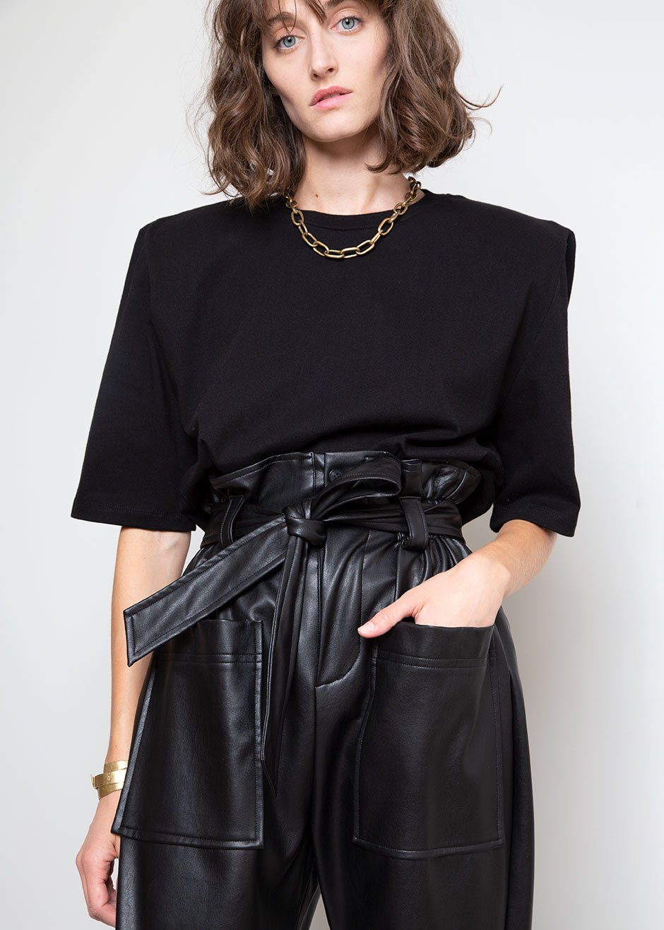 Carrington Padded Shoulder Tee - Black - 6