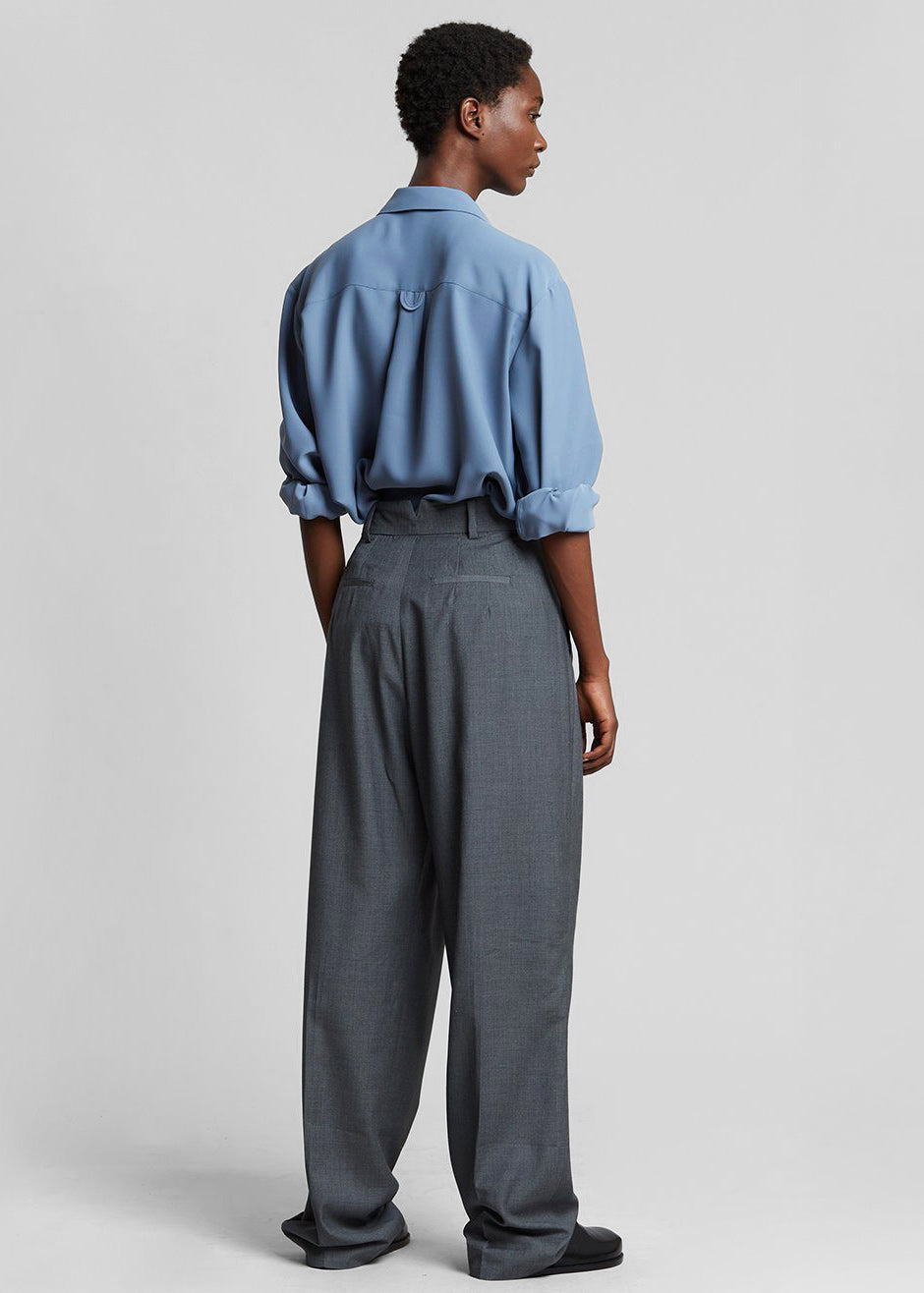 Gelso Pleated Trousers - Dark Grey Melange - 12