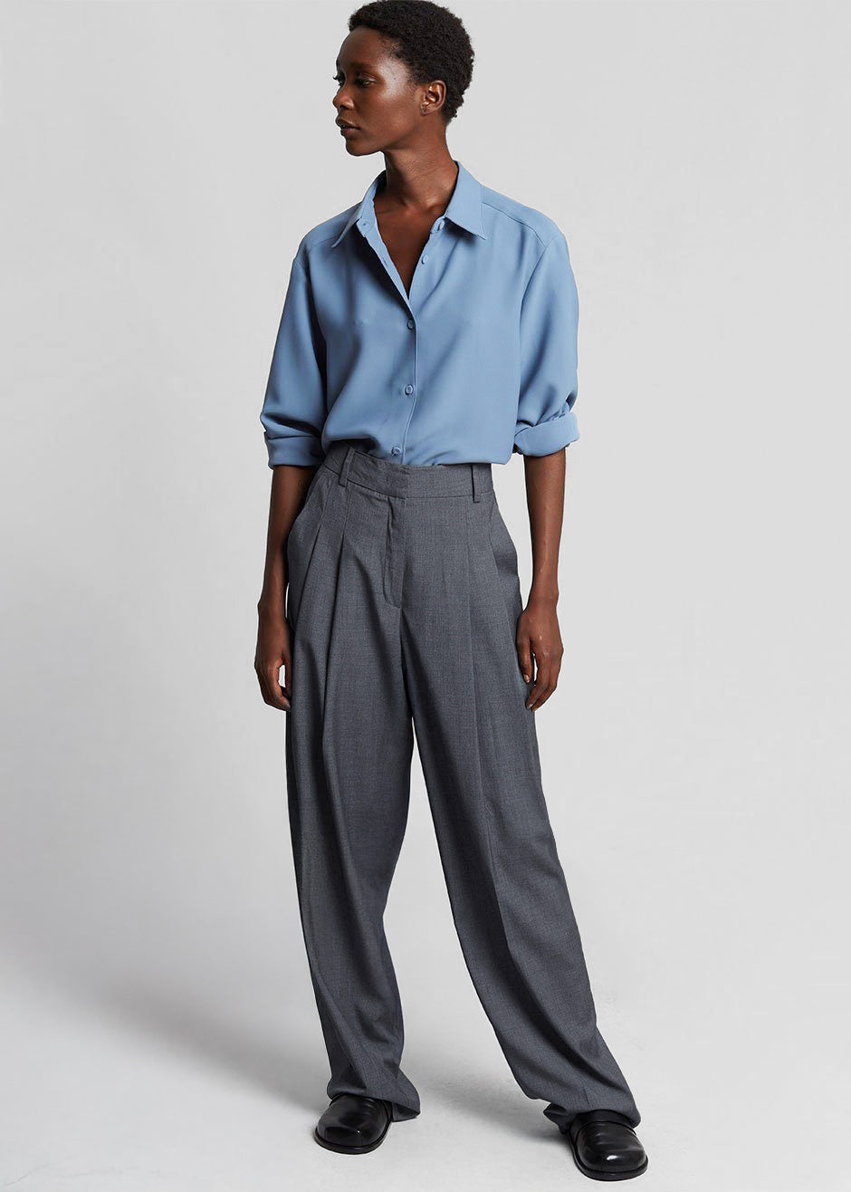 Gelso Pleated Trousers - Dark Grey Melange - 9