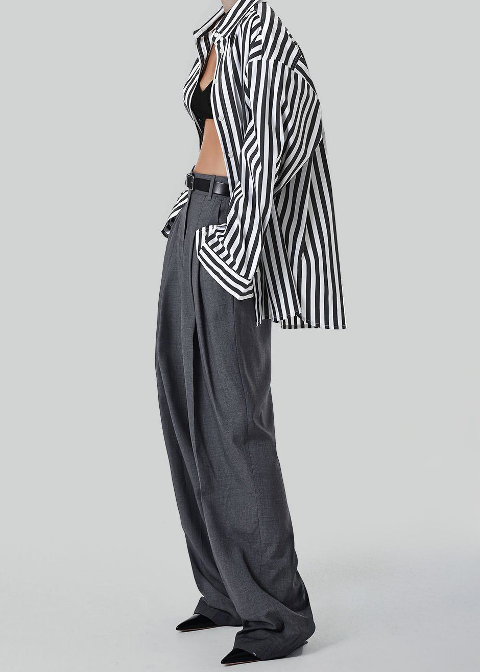 Gelso Pleated Trousers - Dark Grey Melange - 11