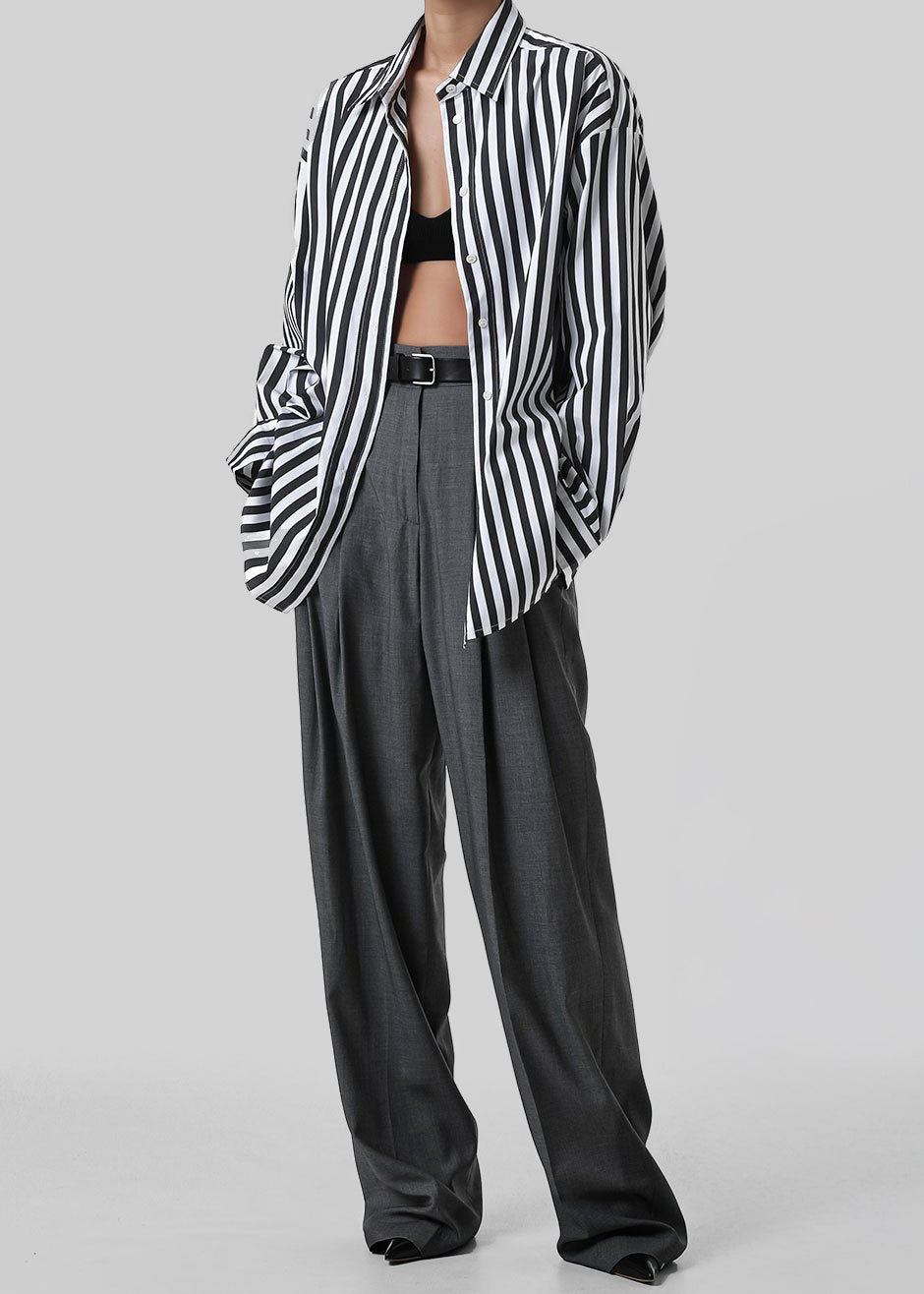 Gelso Pleated Trousers - Dark Grey Melange - 2