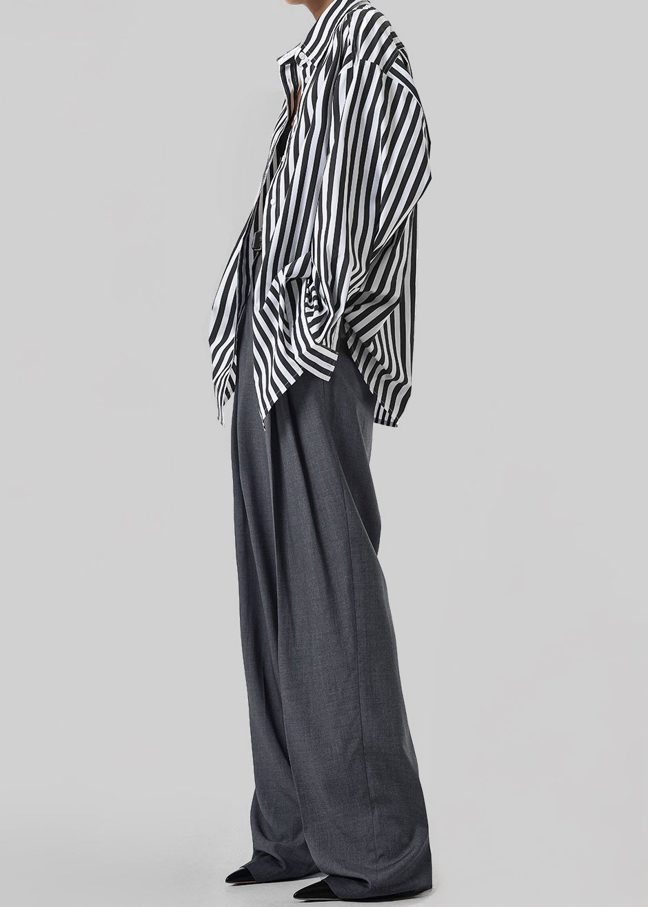 Gelso Pleated Trousers - Dark Grey Melange - 4