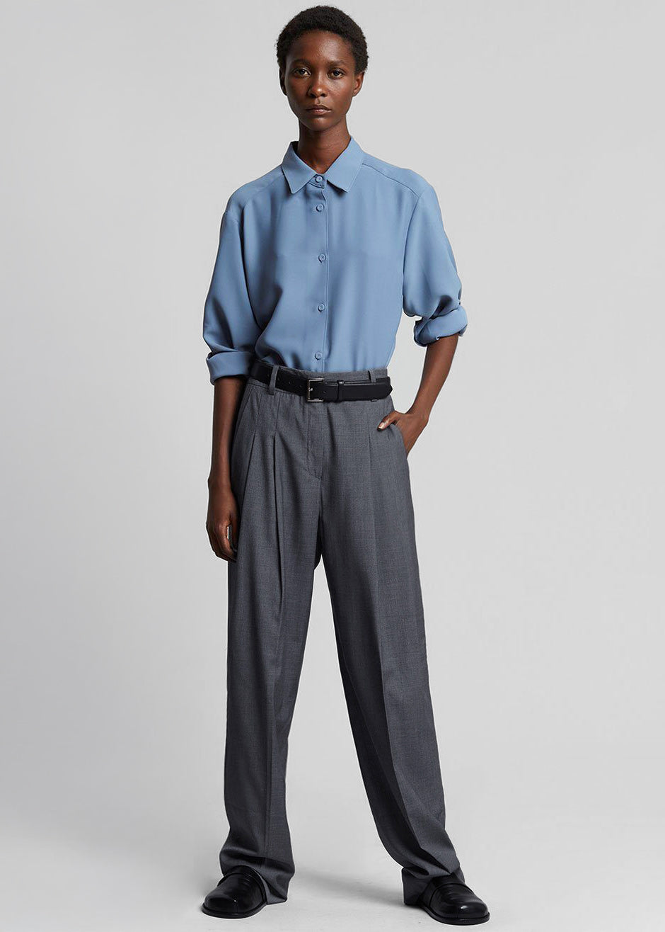 Gelso Pleated Trousers - Dark Grey Melange - 7