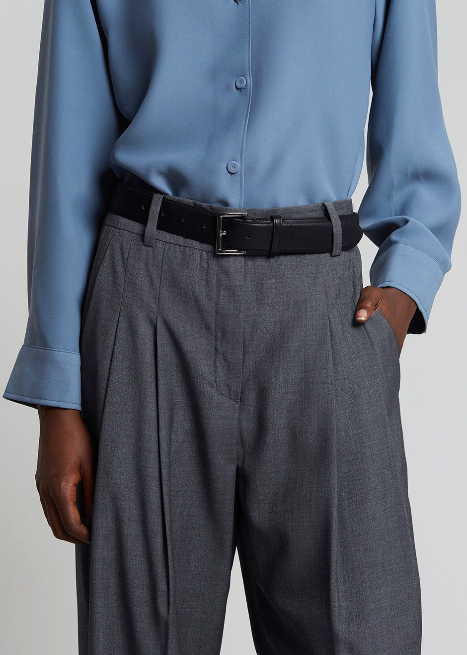 Gelso Pleated Trousers - Dark Grey Melange - 3