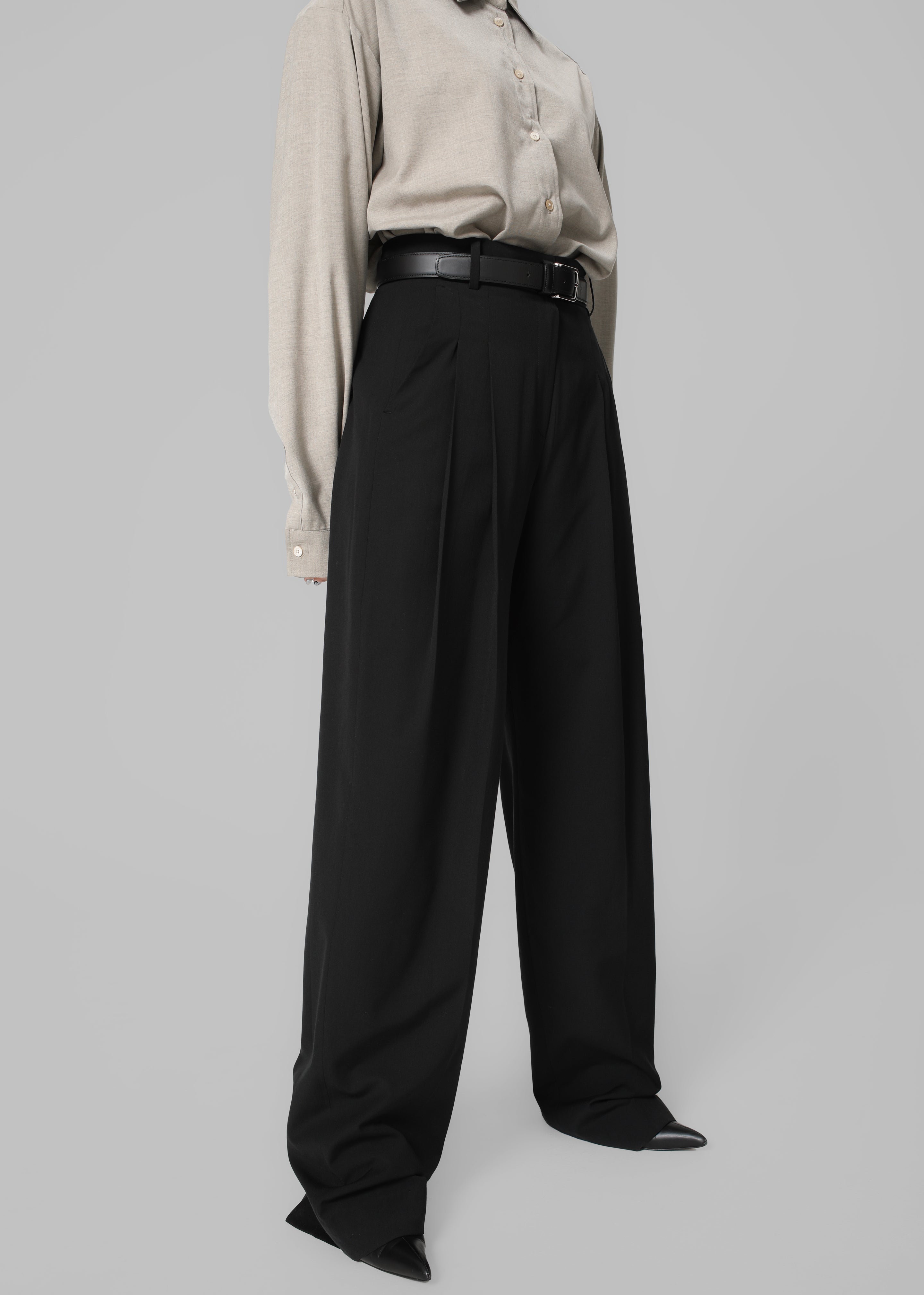 Gelso Pleated Trousers - Dark Grey Melange – Frankie Shop Europe