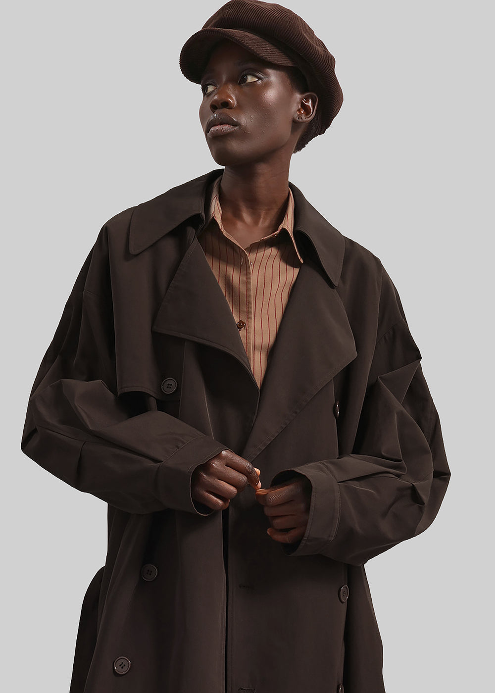 Mavis Oversized Trench - Brown - 1