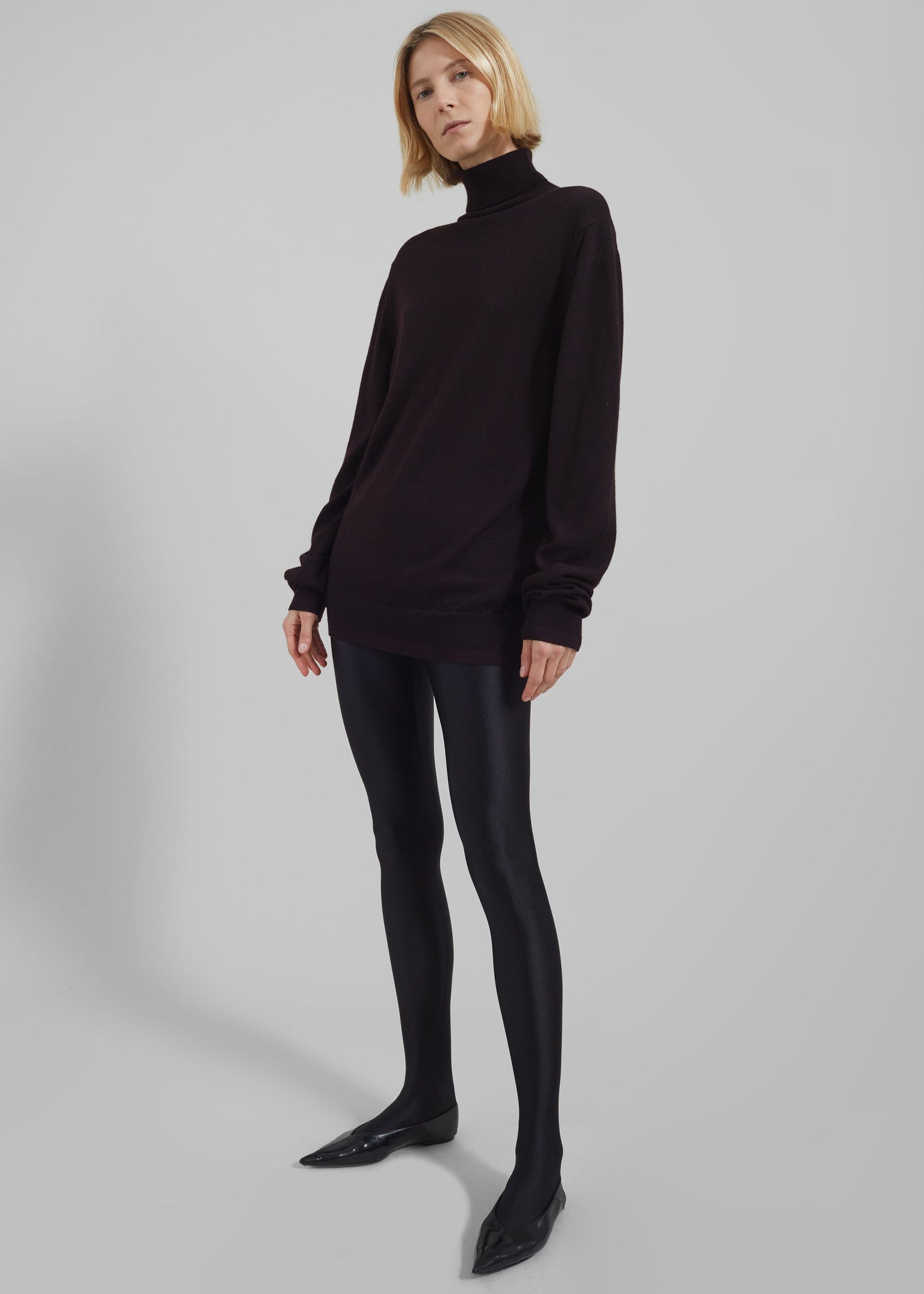 Eve Thin Turtleneck Sweater - Dark Plum - 1