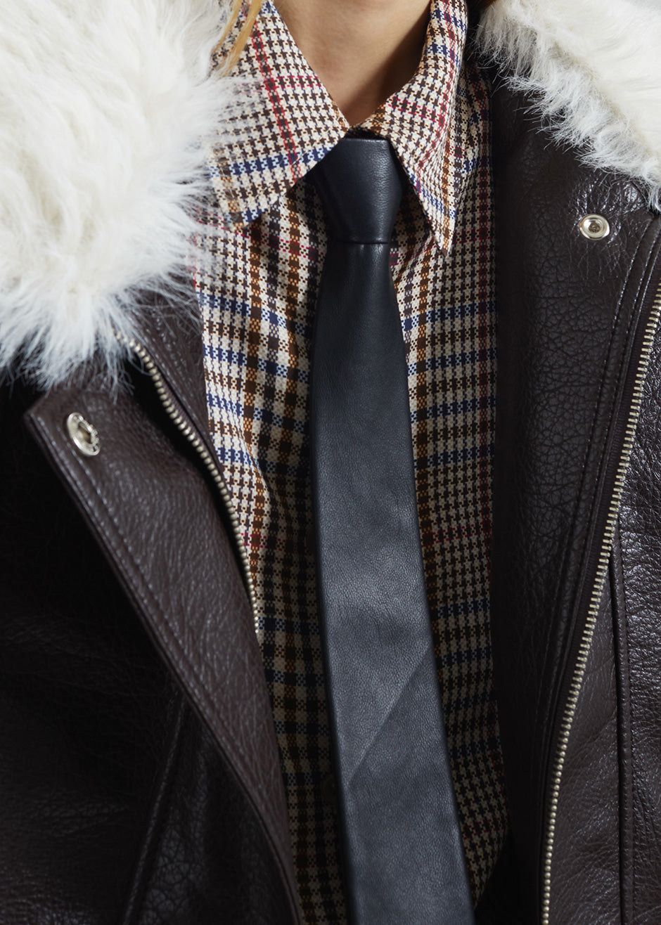 Rune Faux Leather Tie - Black - 3