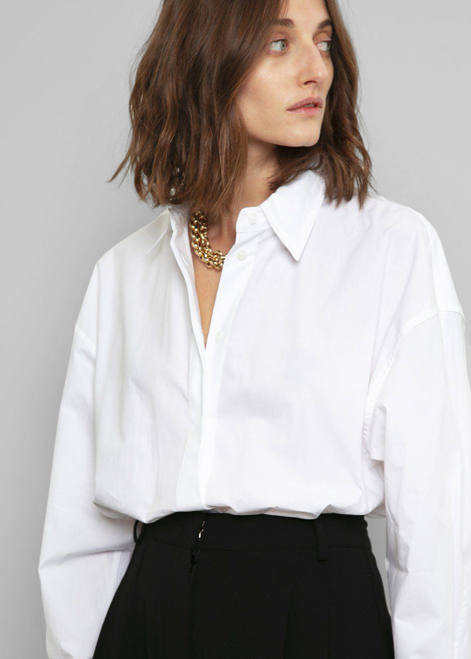 Lakely Oversized Button Down Shirt - White