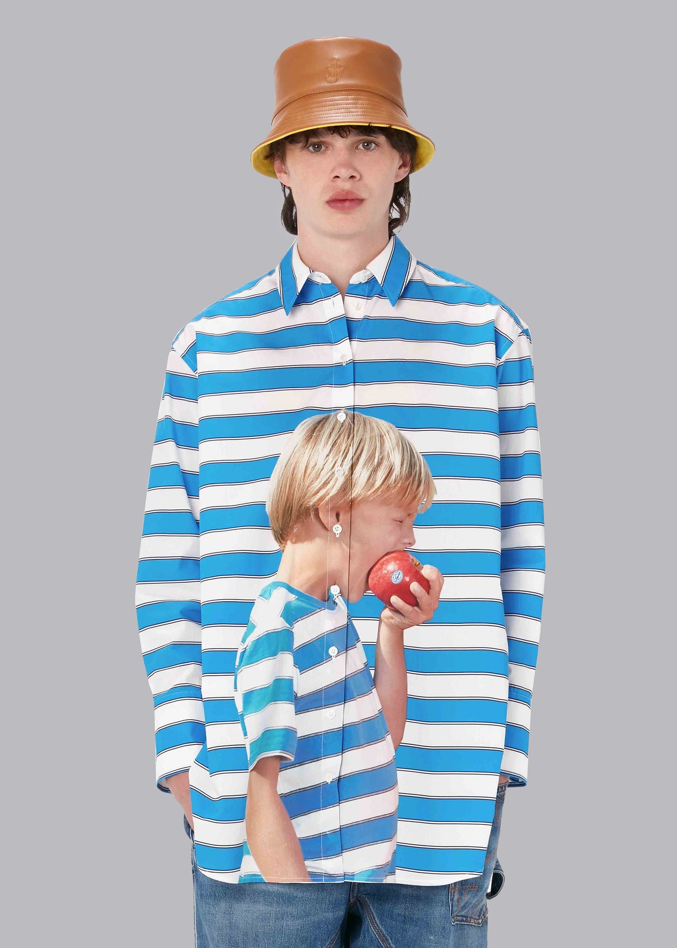 JW Anderson Boy with Apple Oversized Shirt - Blue/White