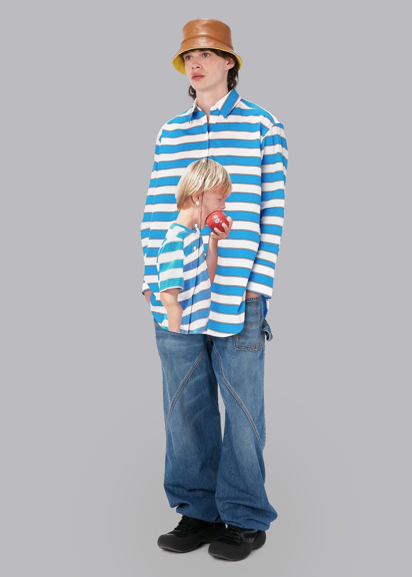 JW Anderson Boy with Apple Oversized Shirt - Blue/White - 1