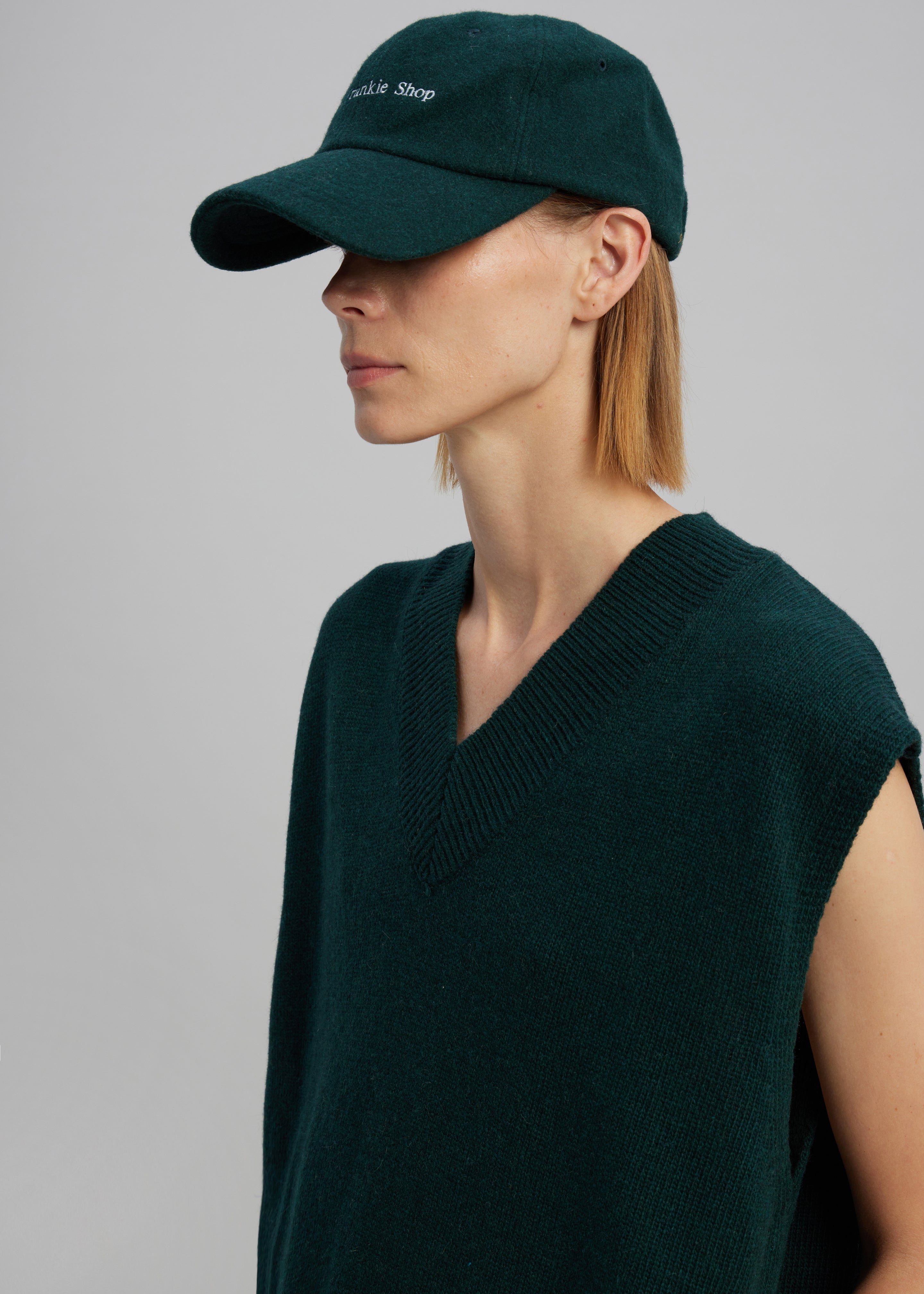 Frankie Wool Baseball Cap - Bottle Green - 3