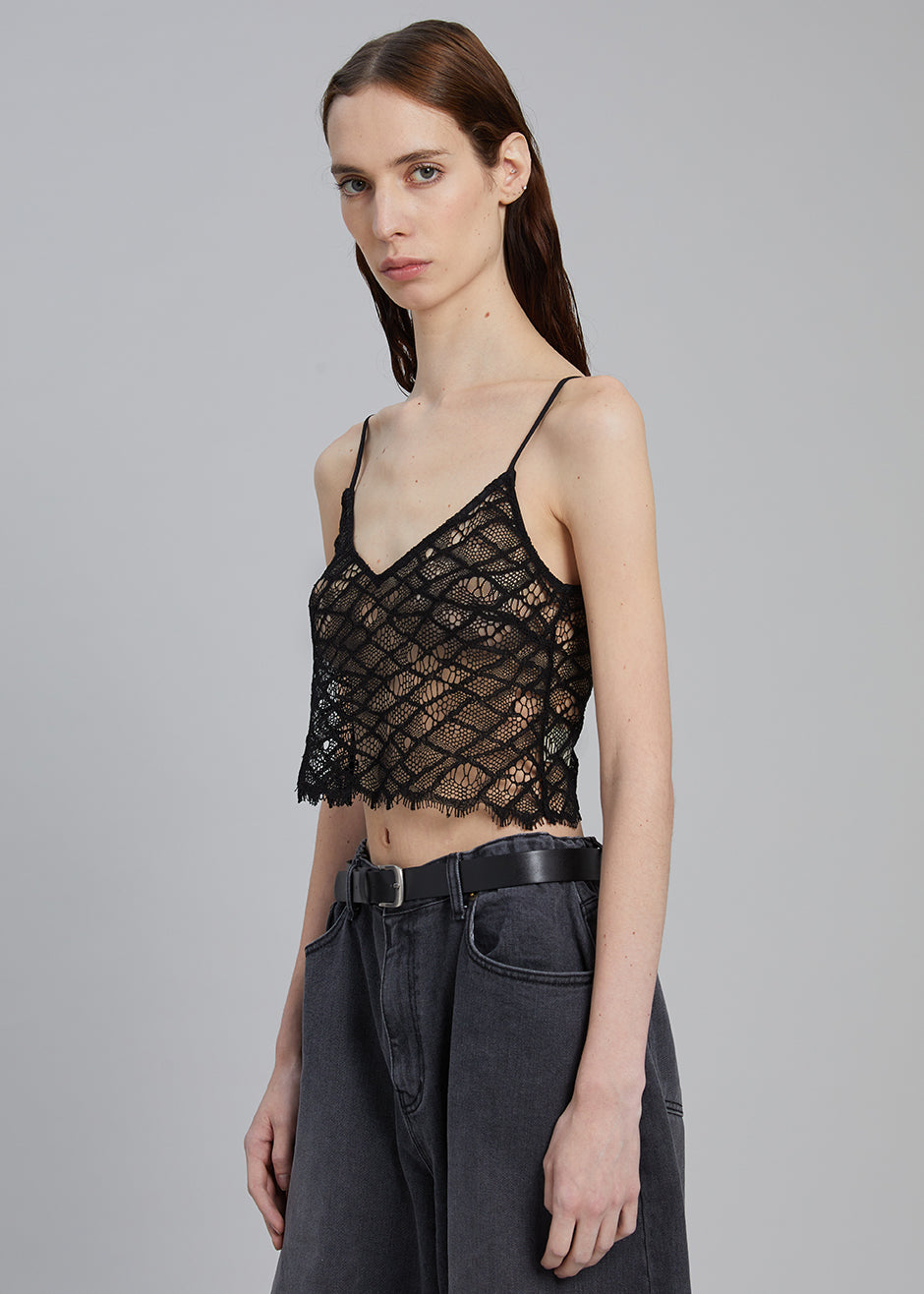 MATIN French Lace Slip Top - Black - 1