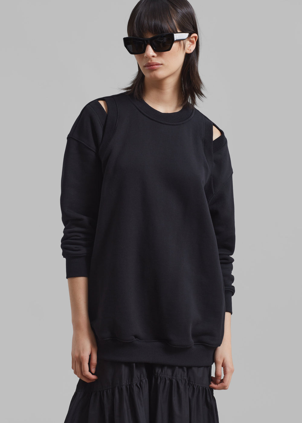 3.1 Phillip Lim French Terry Oversized Midi Dress - Black - 1
