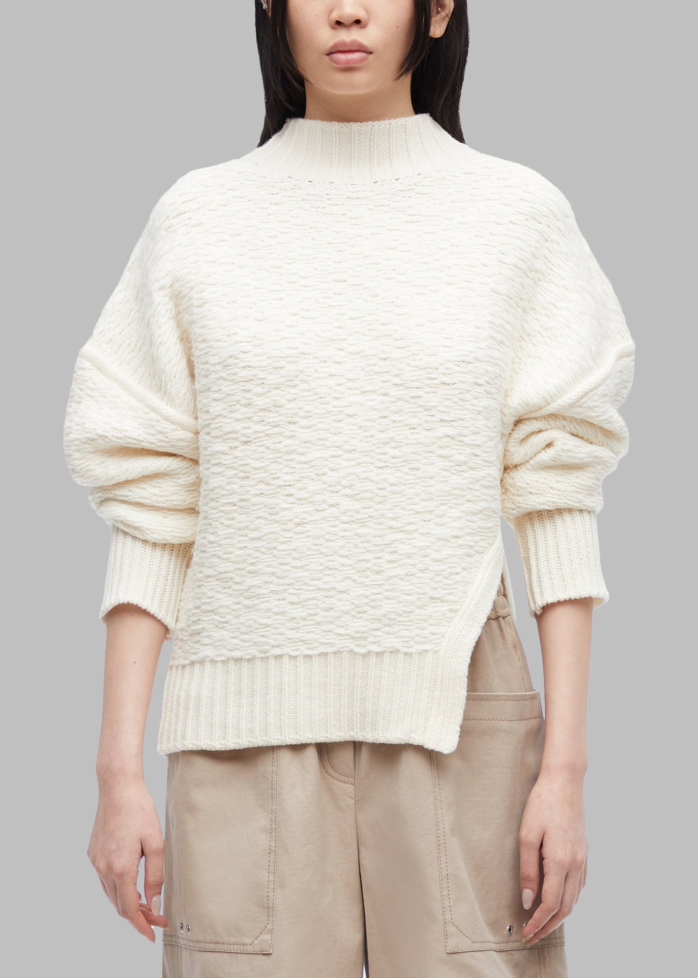 3.1 Phillip Lim Wool Jacquard Turtleneck Sweater - Ivory - 1