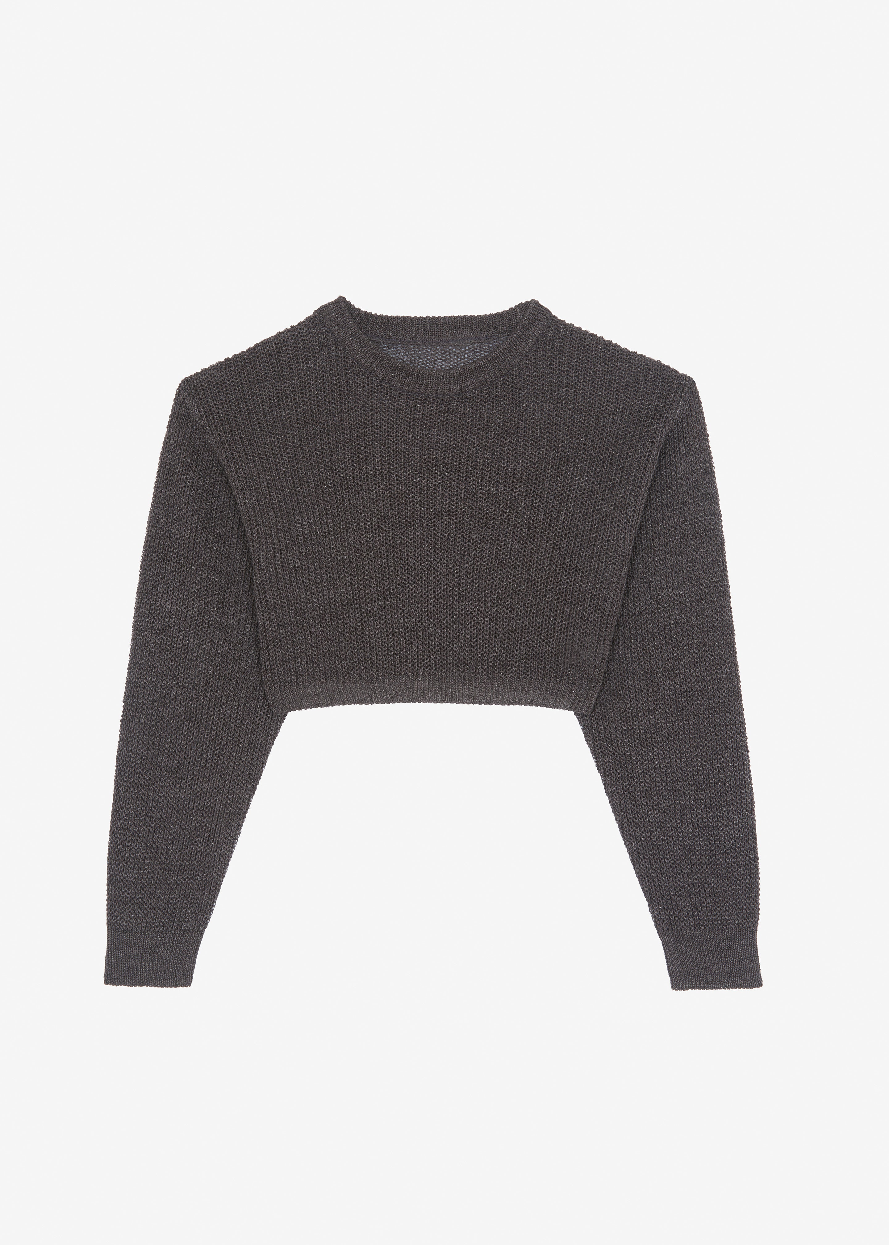 Abi Cropped Knit Top - Charcoal - 8