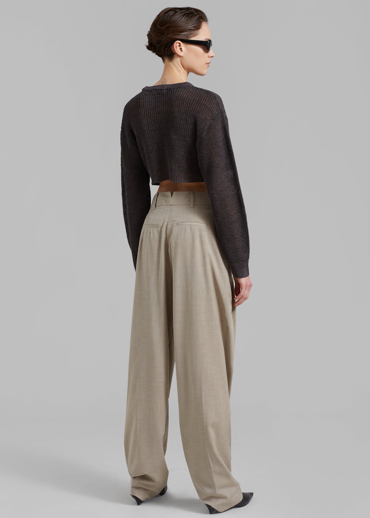 Abi Cropped Knit Top - Charcoal - 7