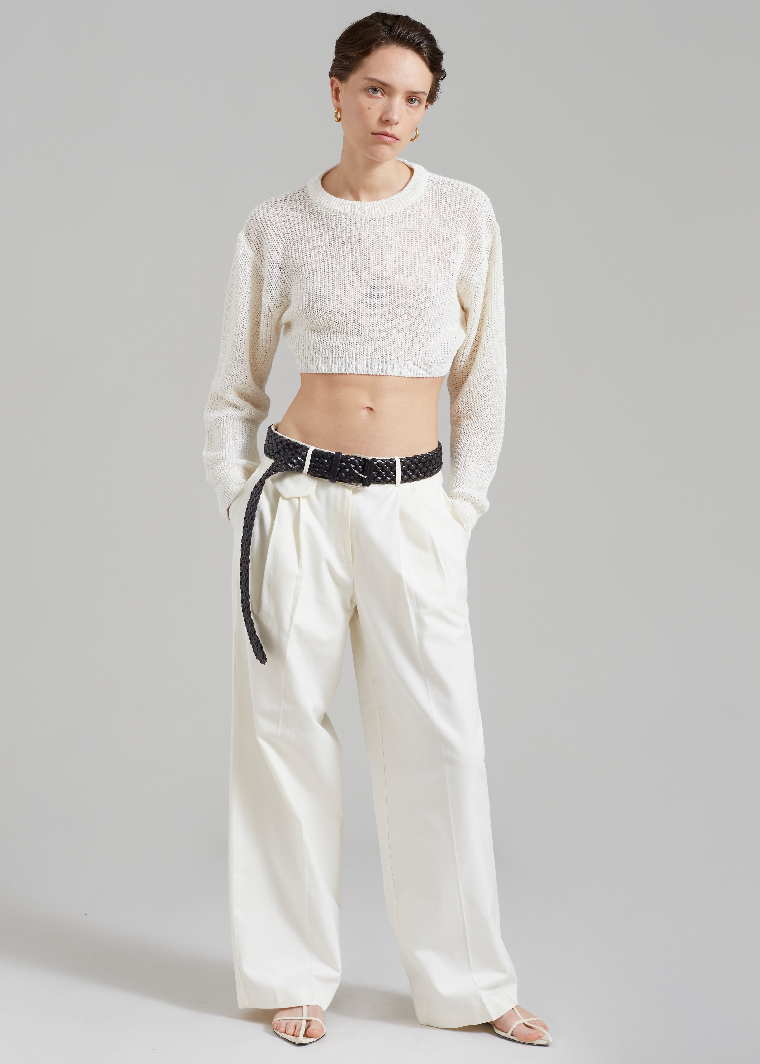 Abi Cropped Knit Top - Cream - 6