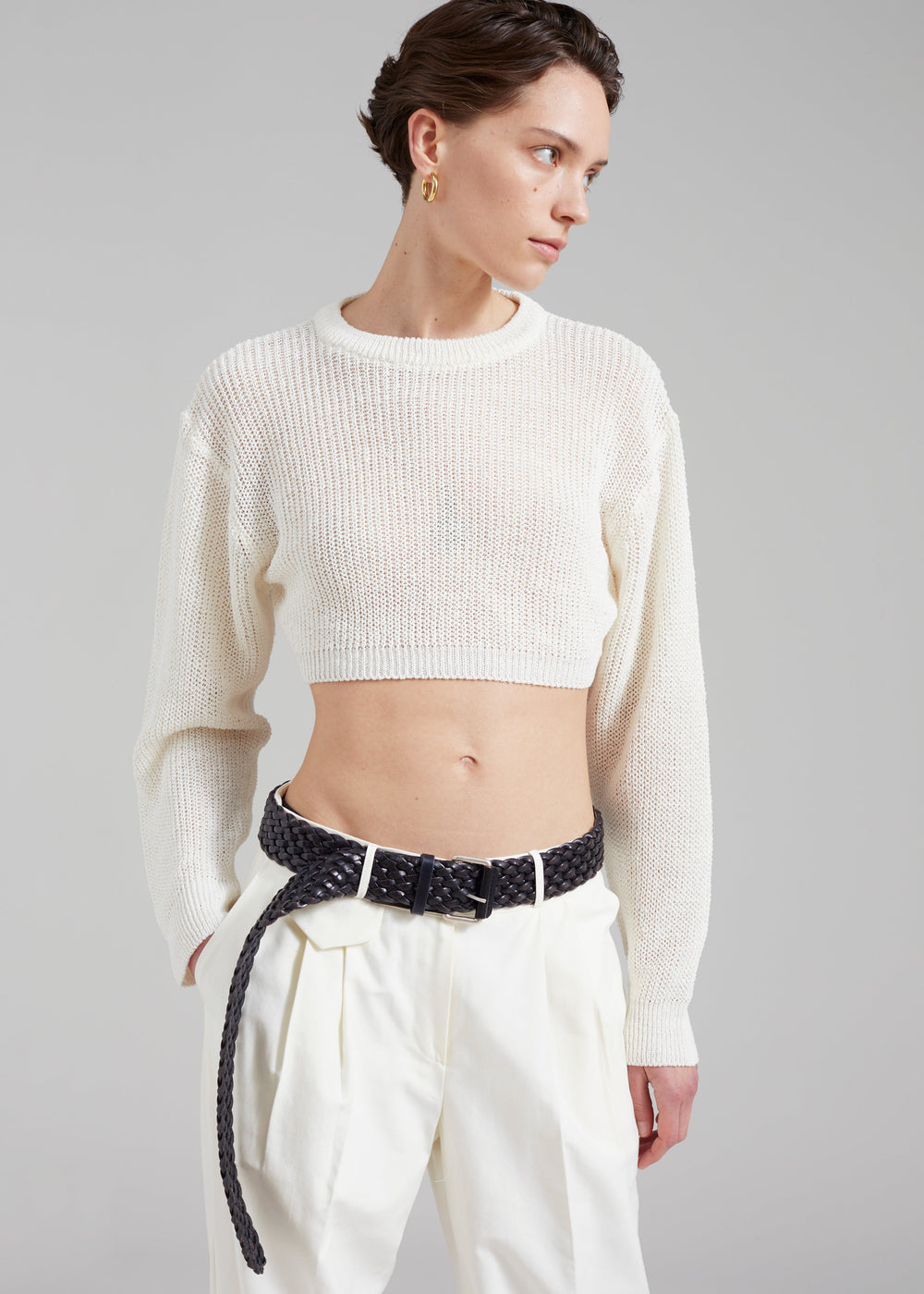 Abi Cropped Knit Top - Cream