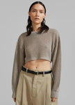 Abi Cropped Knit Top - Khaki