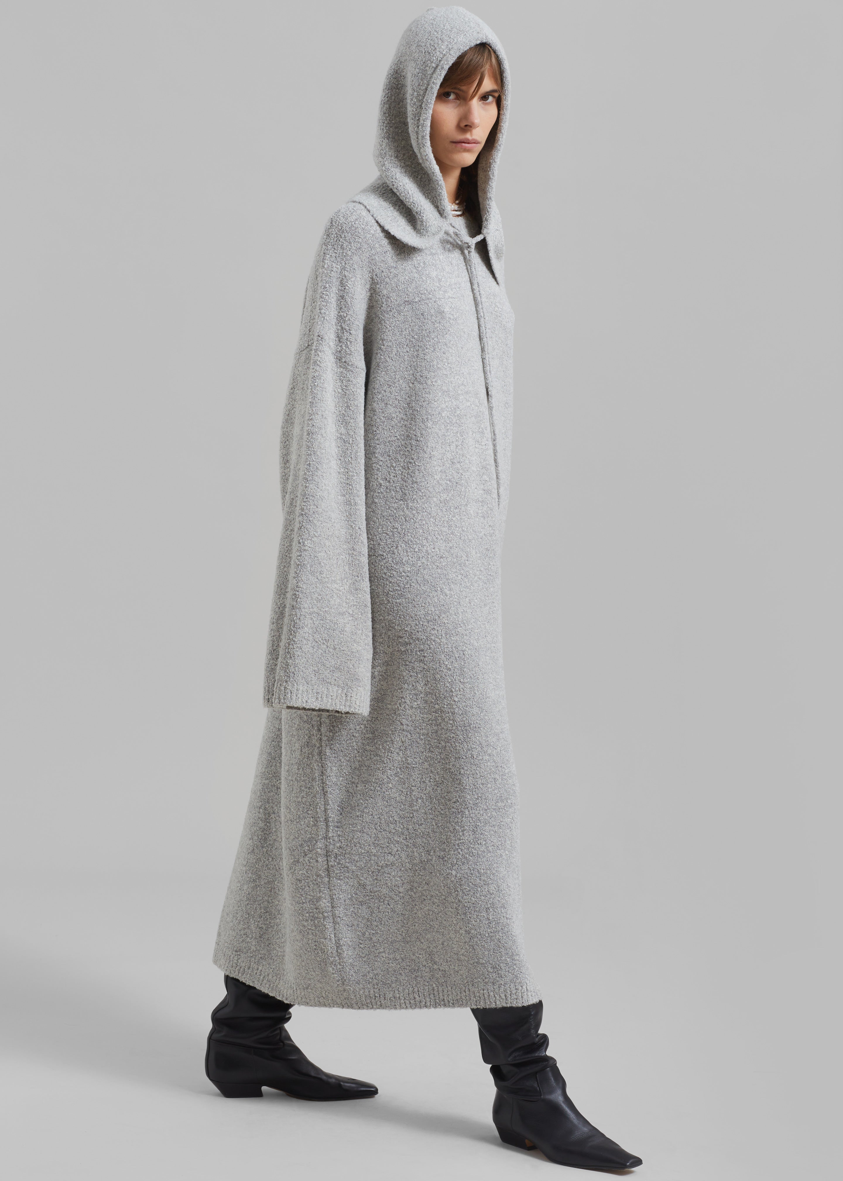 Alba Long Hooded Dress - Grey - 1