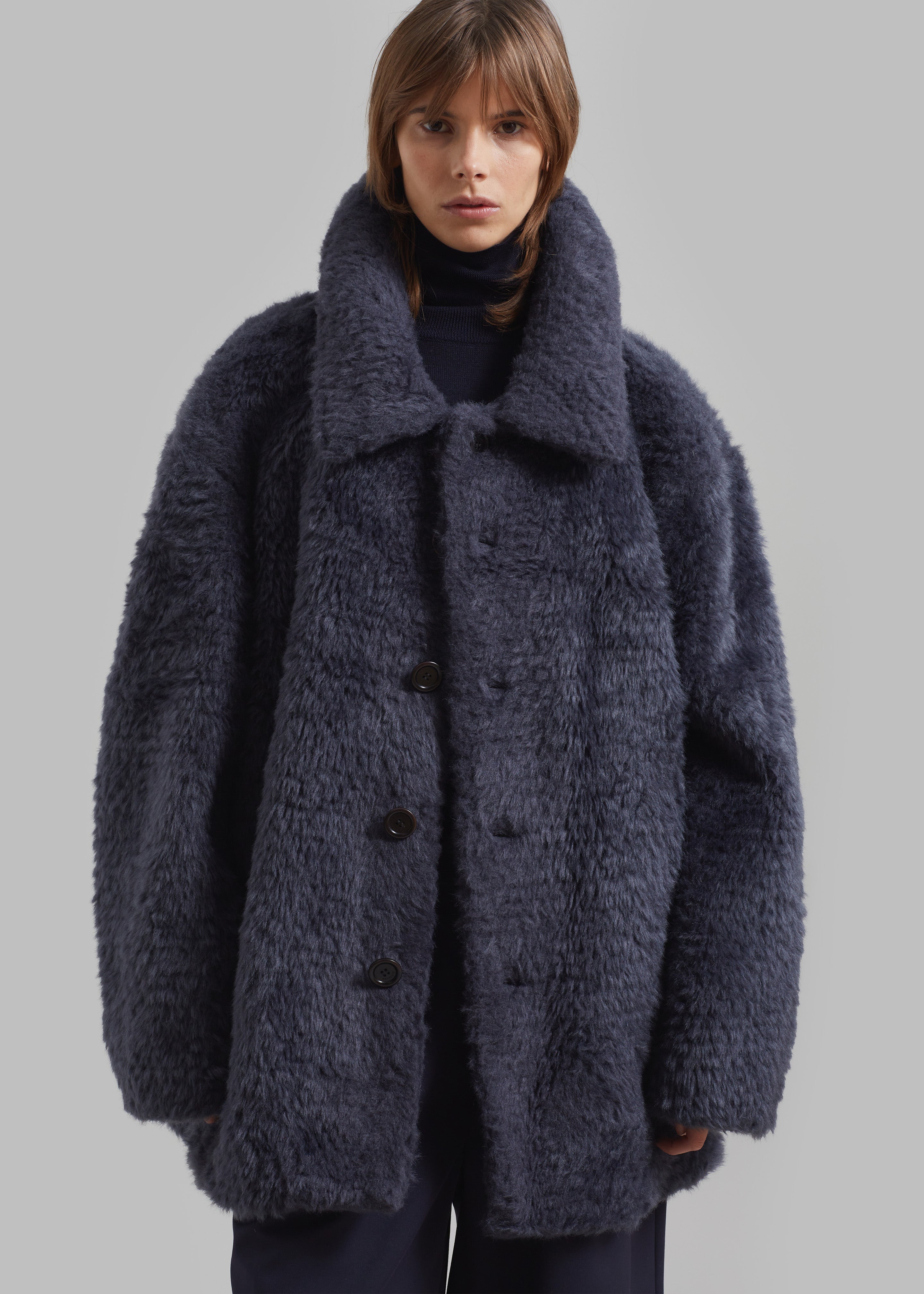 Amomento Fur Mid Coat - Charcoal - 2