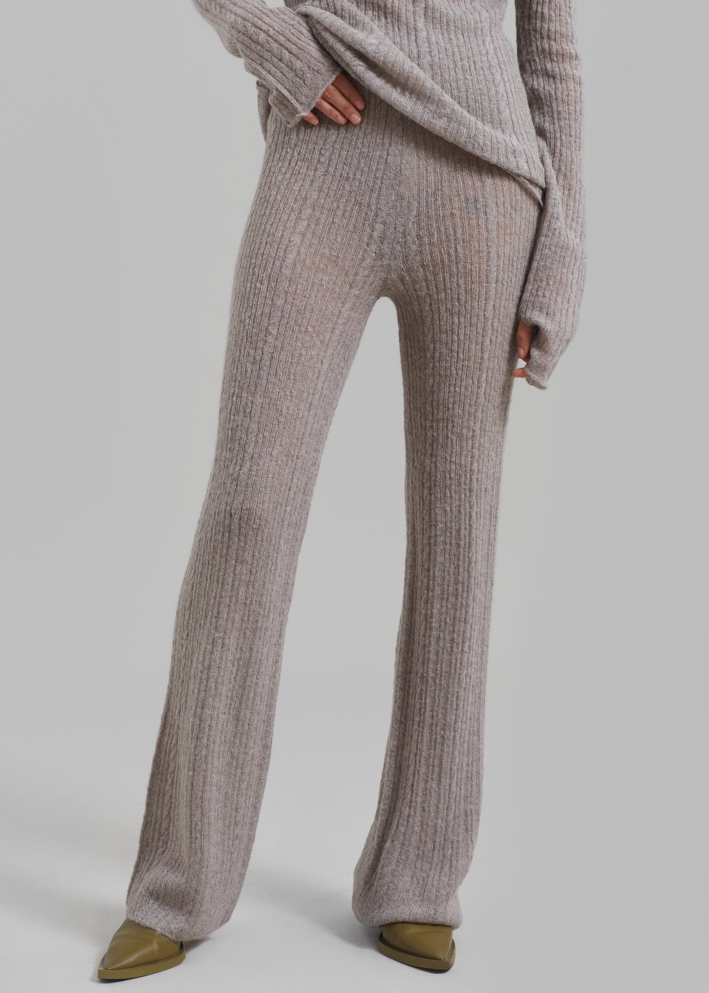 Amomento Sheer Knit Pants - Charcoal - 1