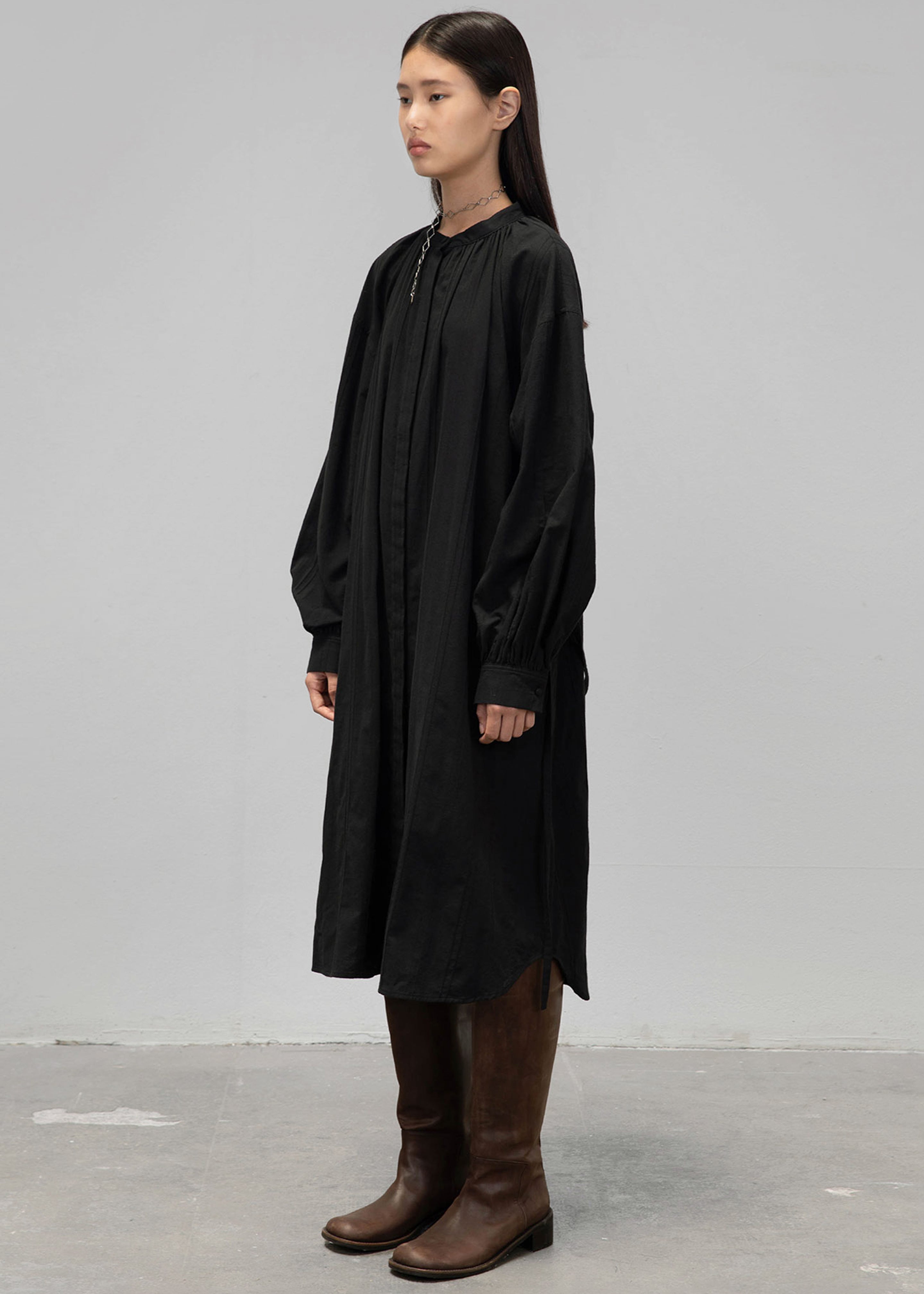 Amomento Shirring Long Dress - Black - 5