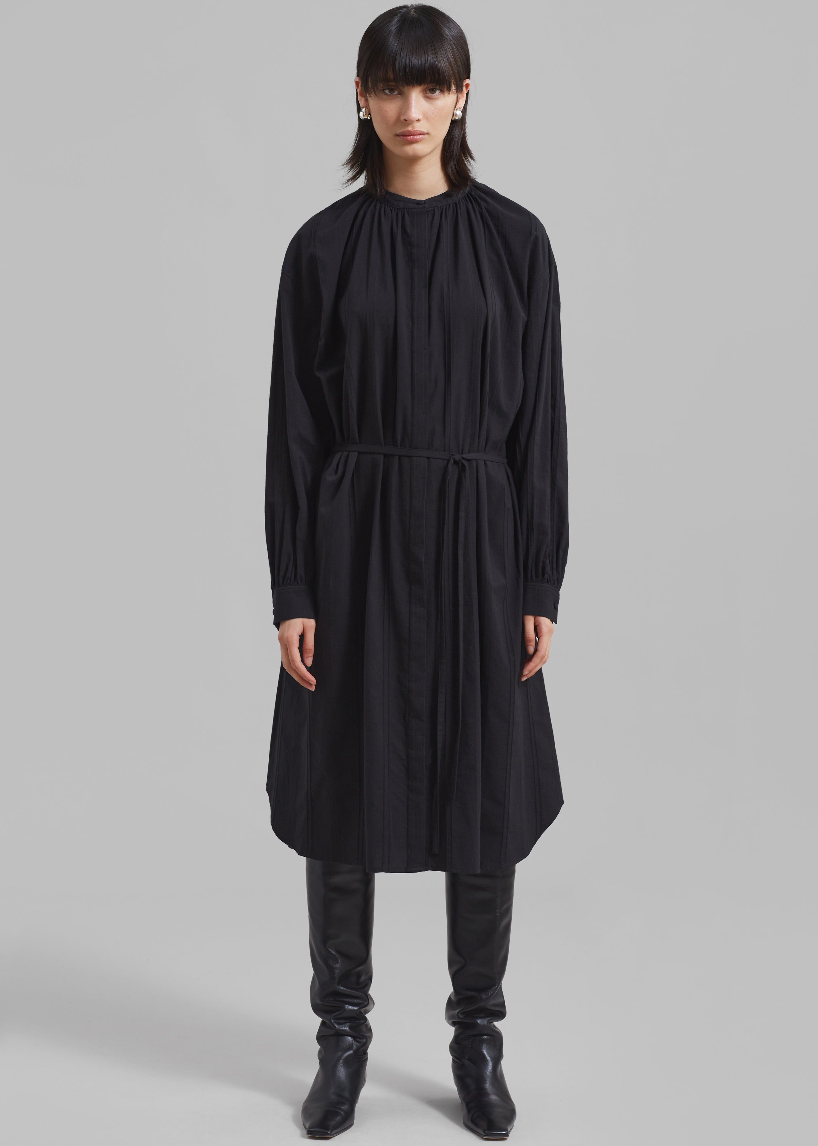 Amomento Shirring Long Dress - Black - 4