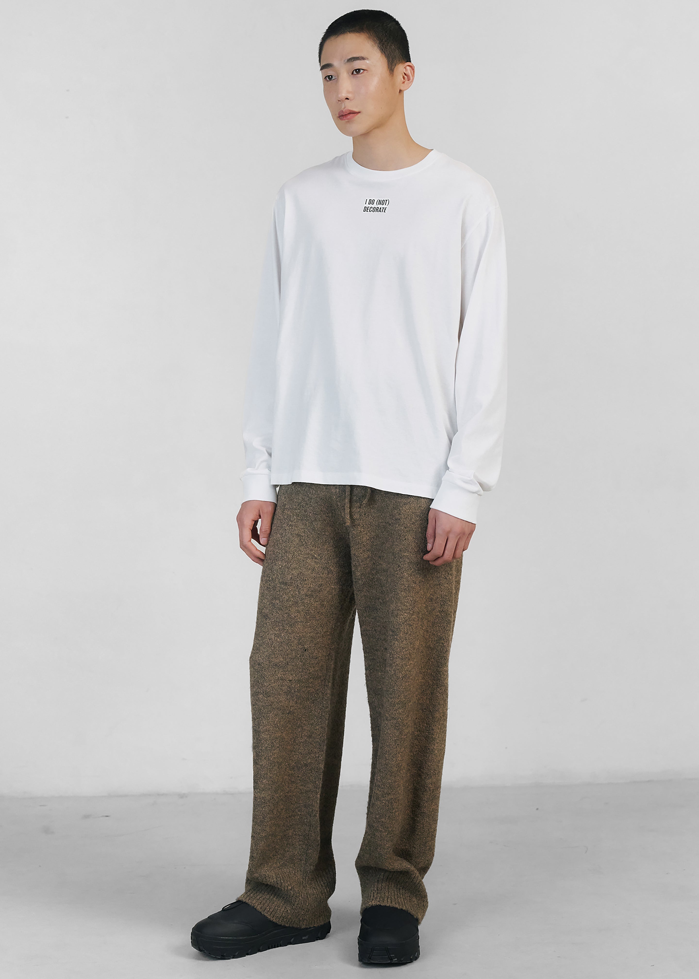 Amomento Wide Banding Knit Pants - Khaki Brown - 9 - [gender-male]