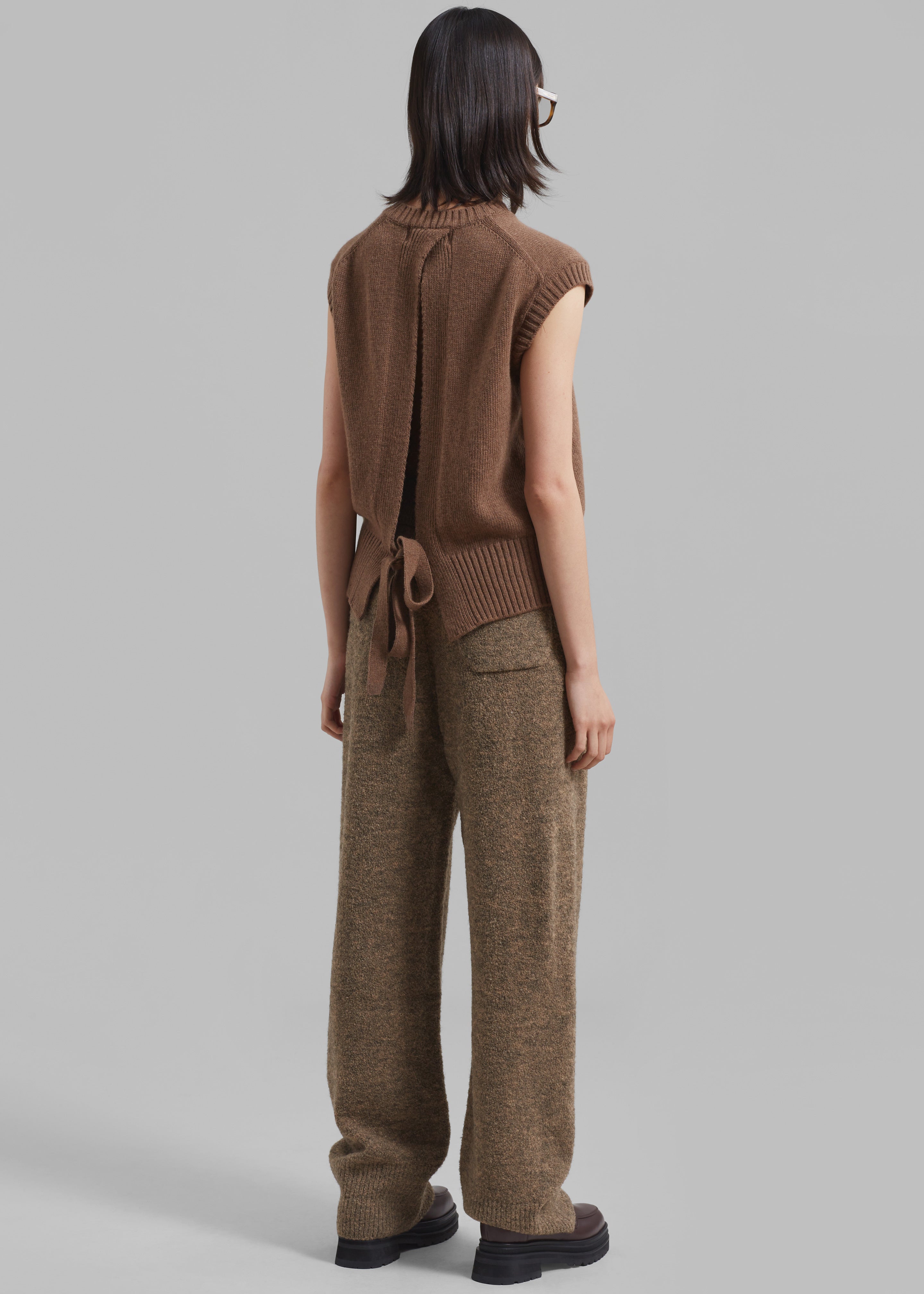 Amomento Wide Banding Knit Pants - Khaki Brown - 7