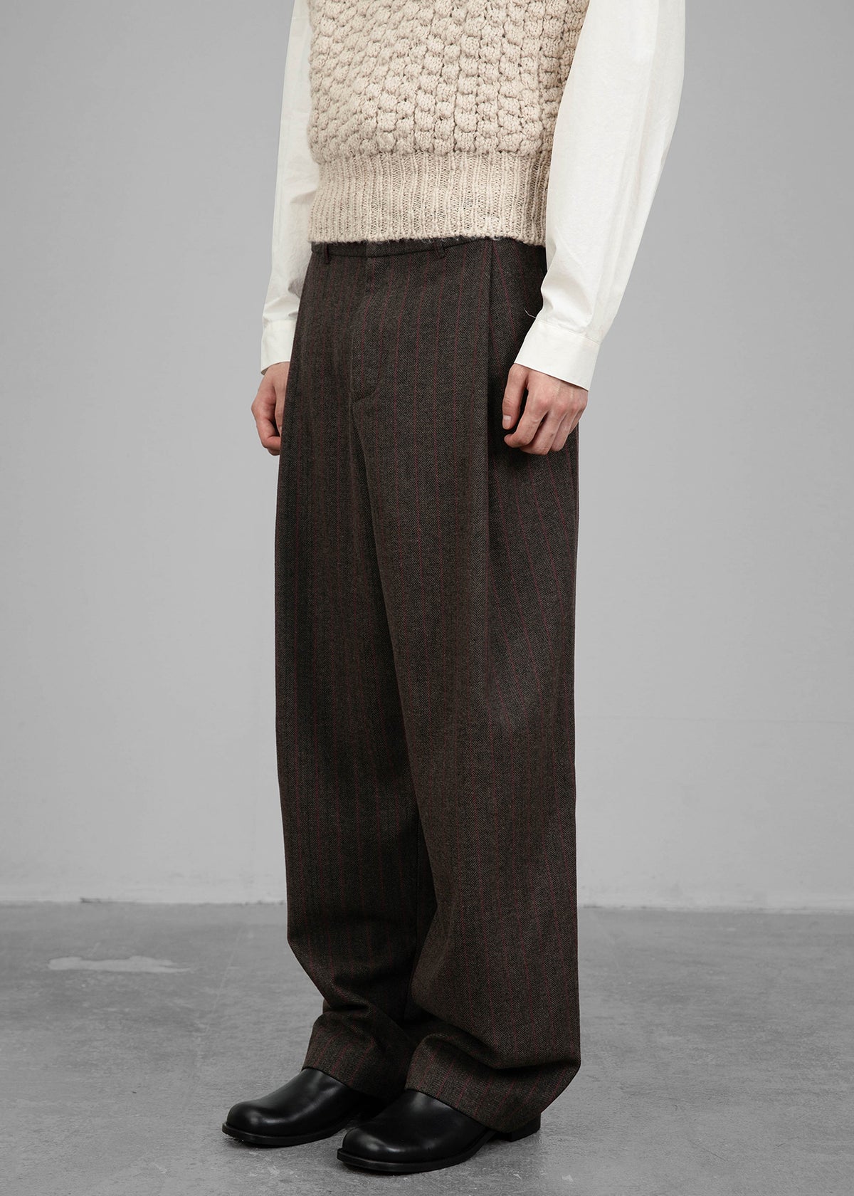 Amomento Wool Stripe Martin Pants - Brown - 11 - [gender-male]