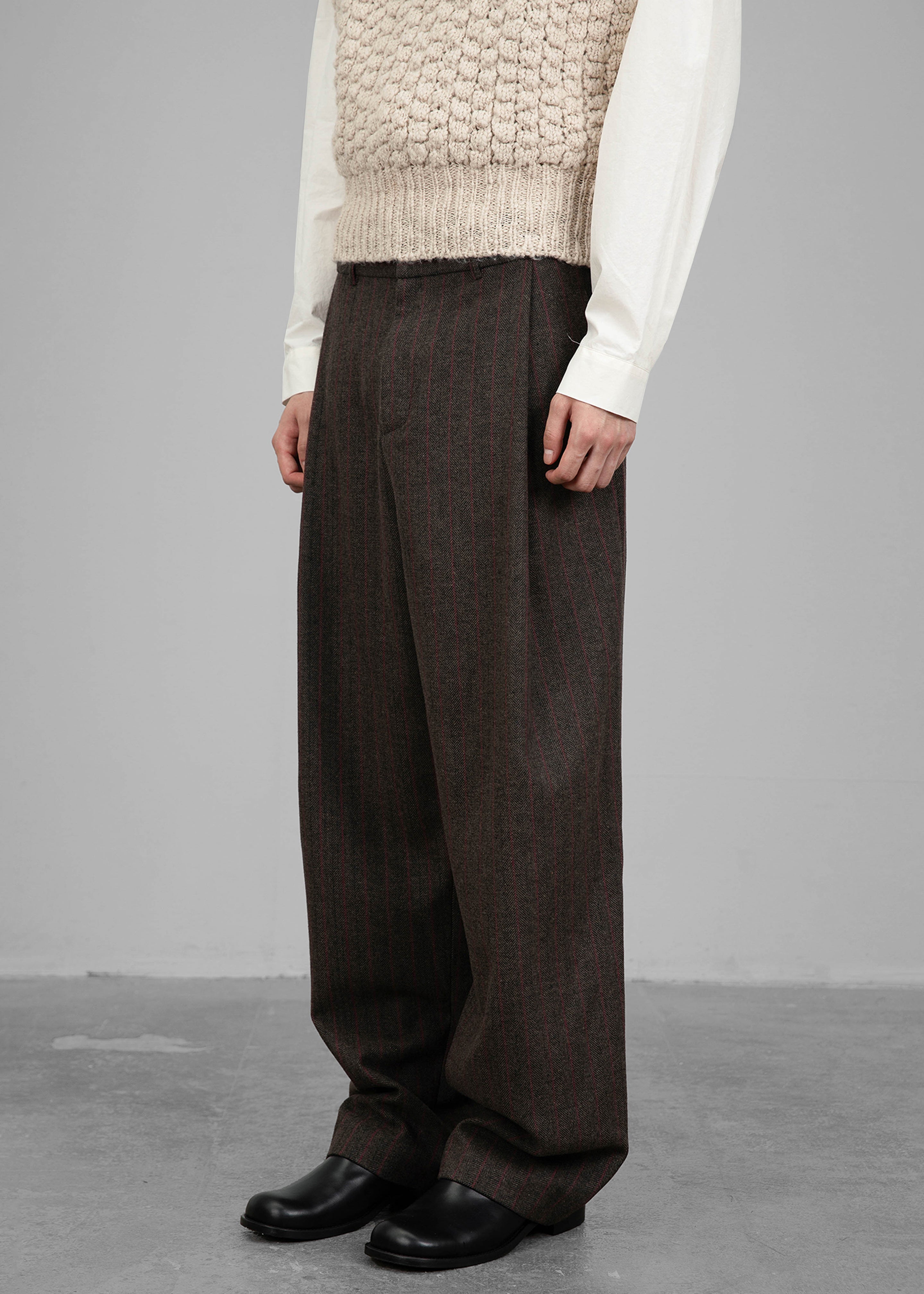 Amomento Wool Stripe Martin Pants - Brown - 11 - [gender-male]