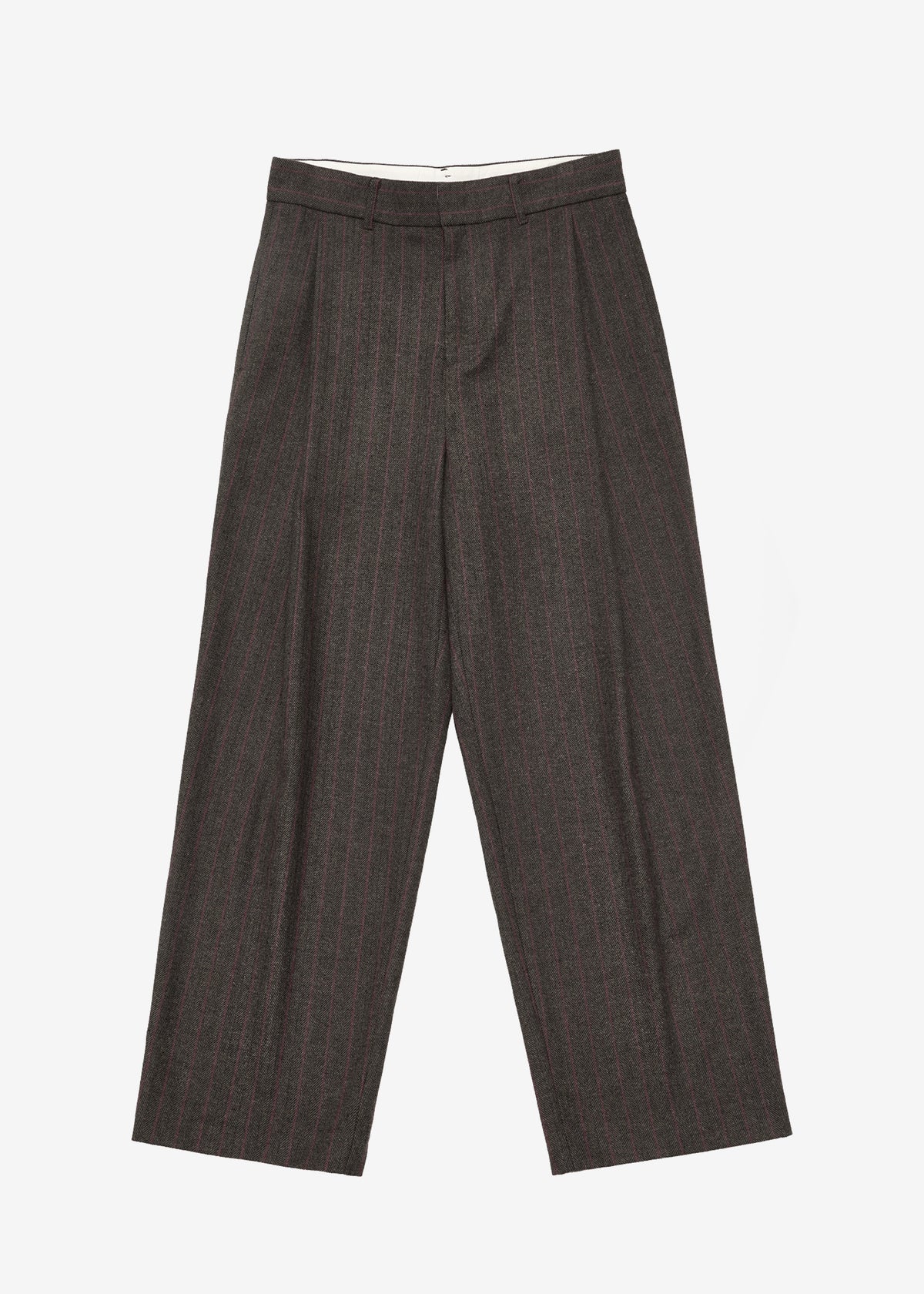 Amomento Wool Stripe Martin Pants - Brown - 14