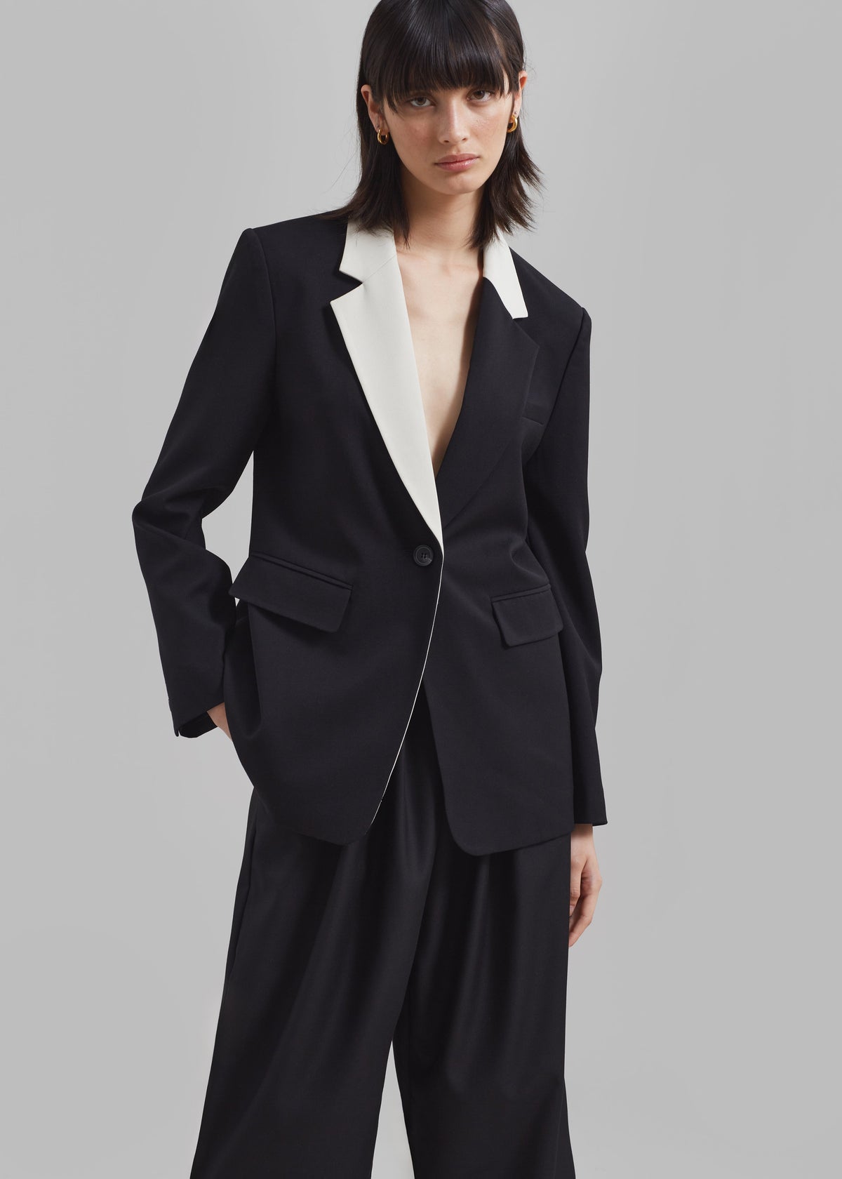 Amos Color Block Blazer - Black - 4