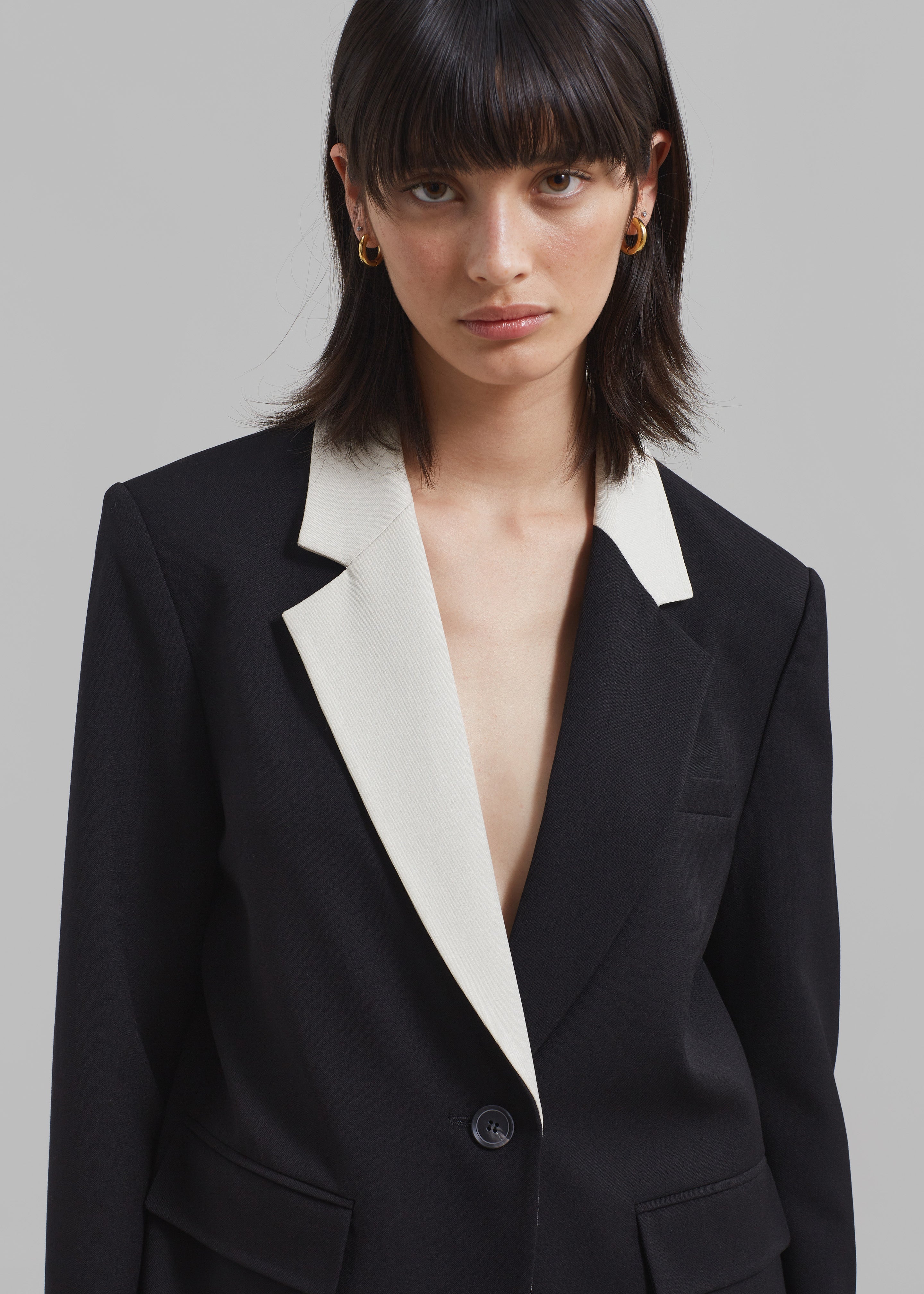 Amos Color Block Blazer - Black - 3