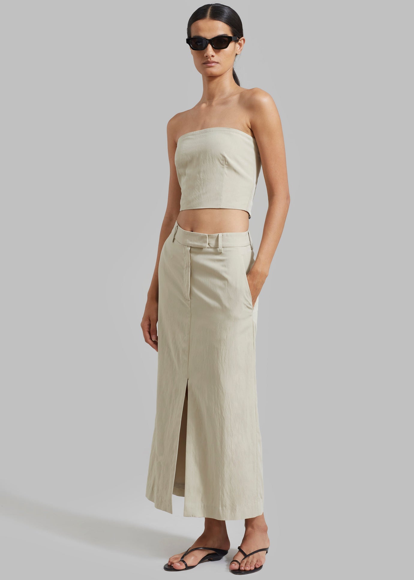 Anastasia Slit Midi Skirt - Sage