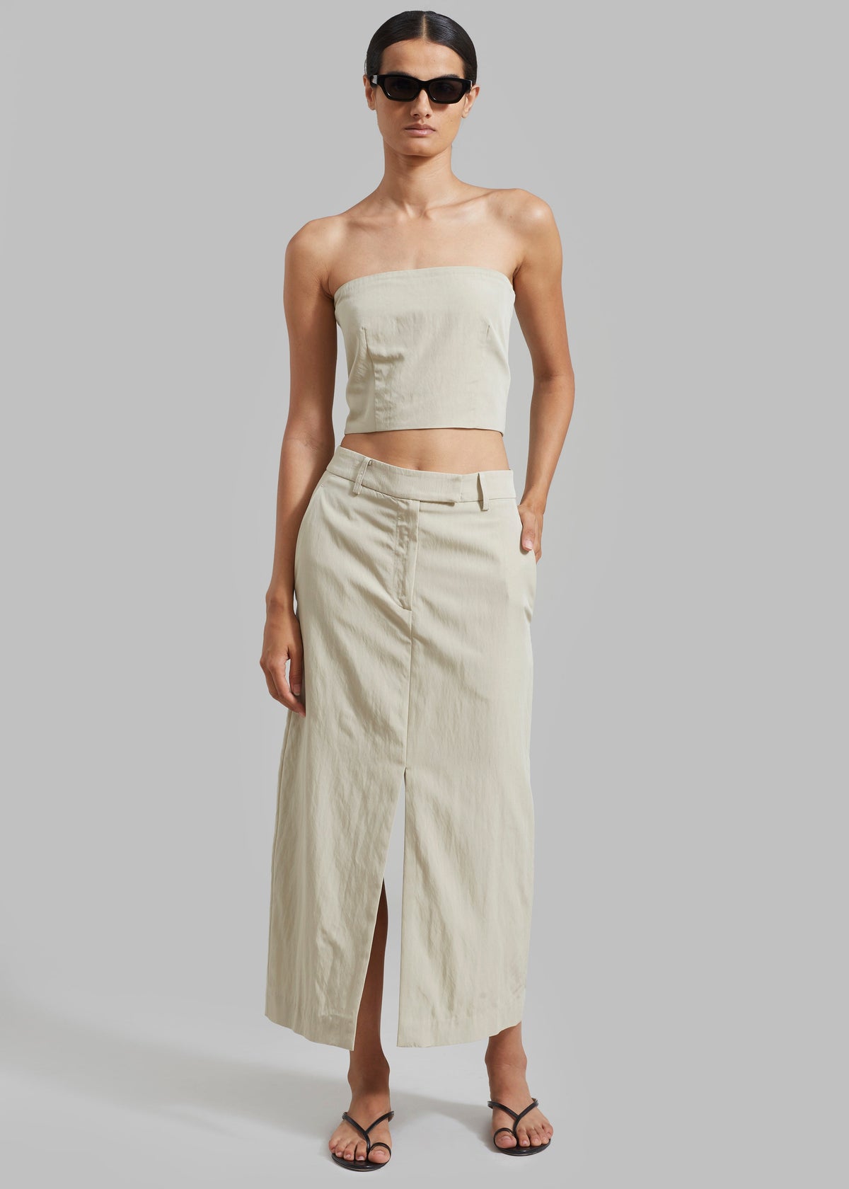 Anastasia Slit Midi Skirt - Sage - 4