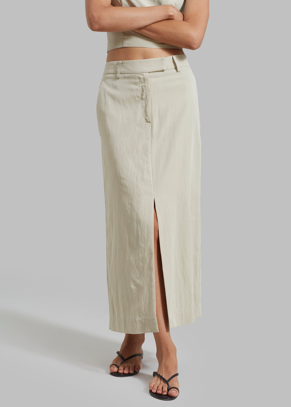 Anastasia Slit Midi Skirt - Sage - 1