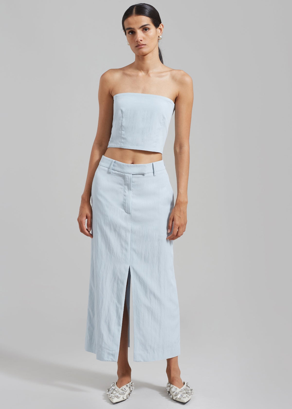 Anastasia Slit Midi Skirt - Sky - 1