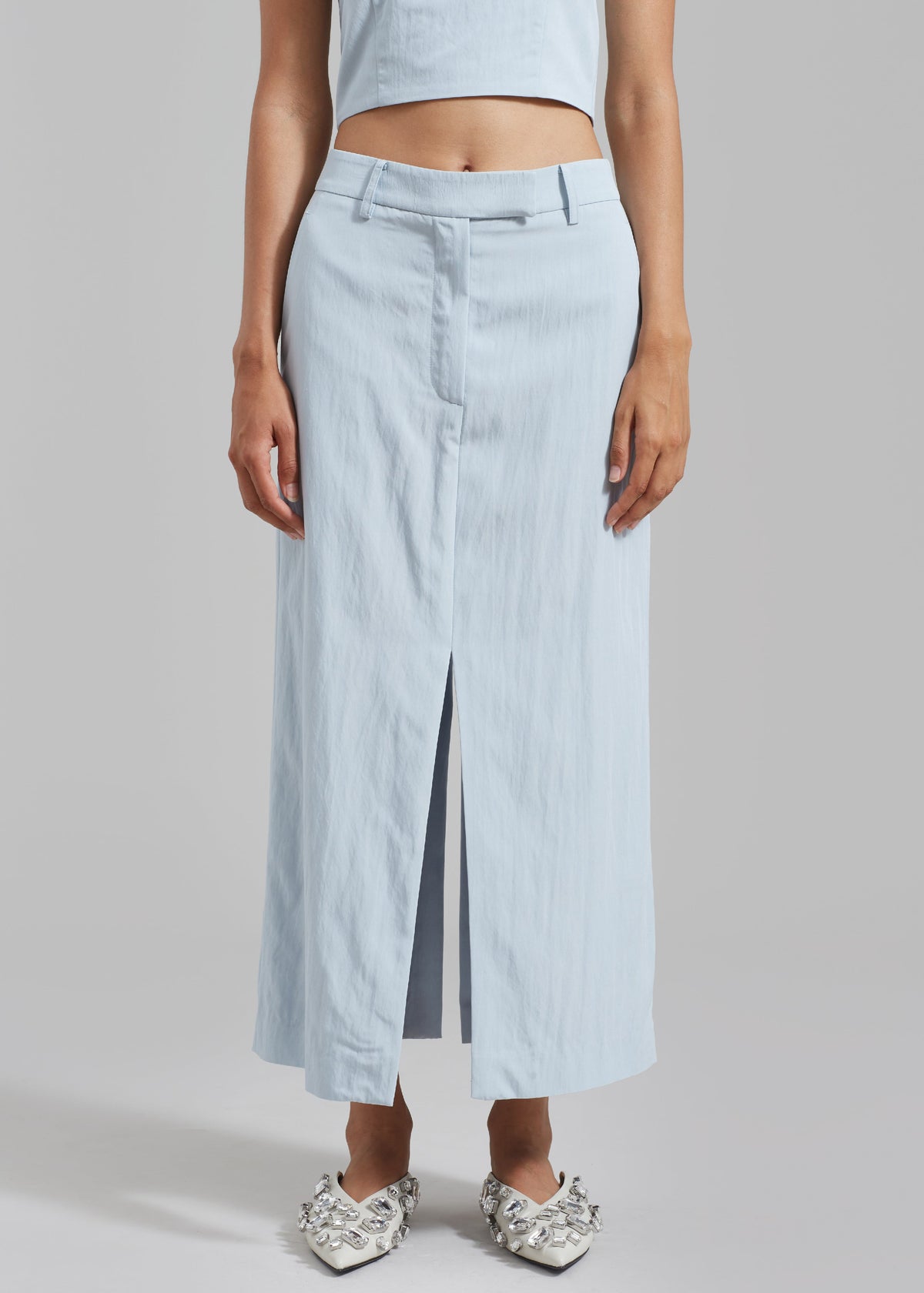 Anastasia Slit Midi Skirt - Sky - 5