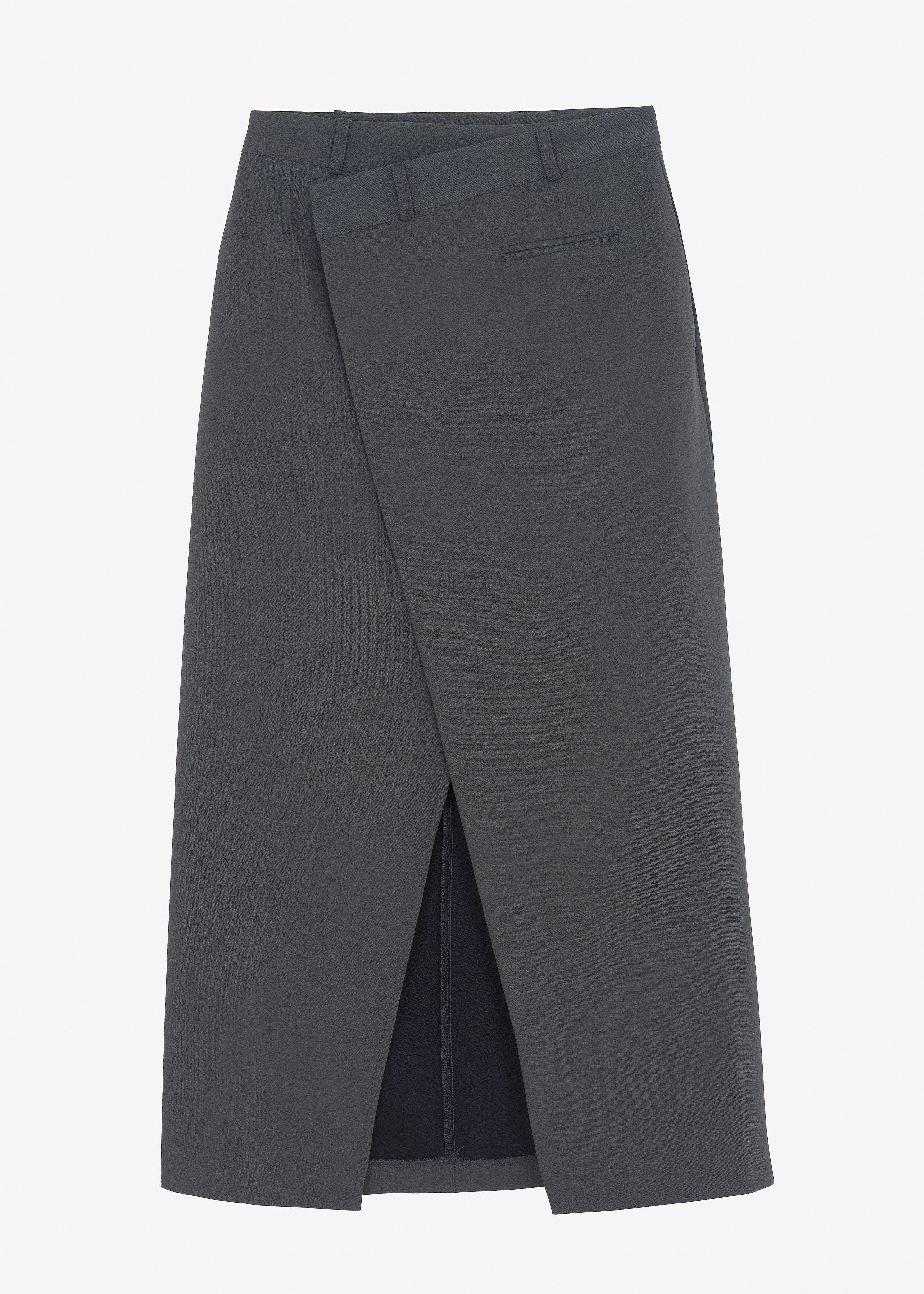 Annabel Asymmetric Midi Skirt - Grey - 9