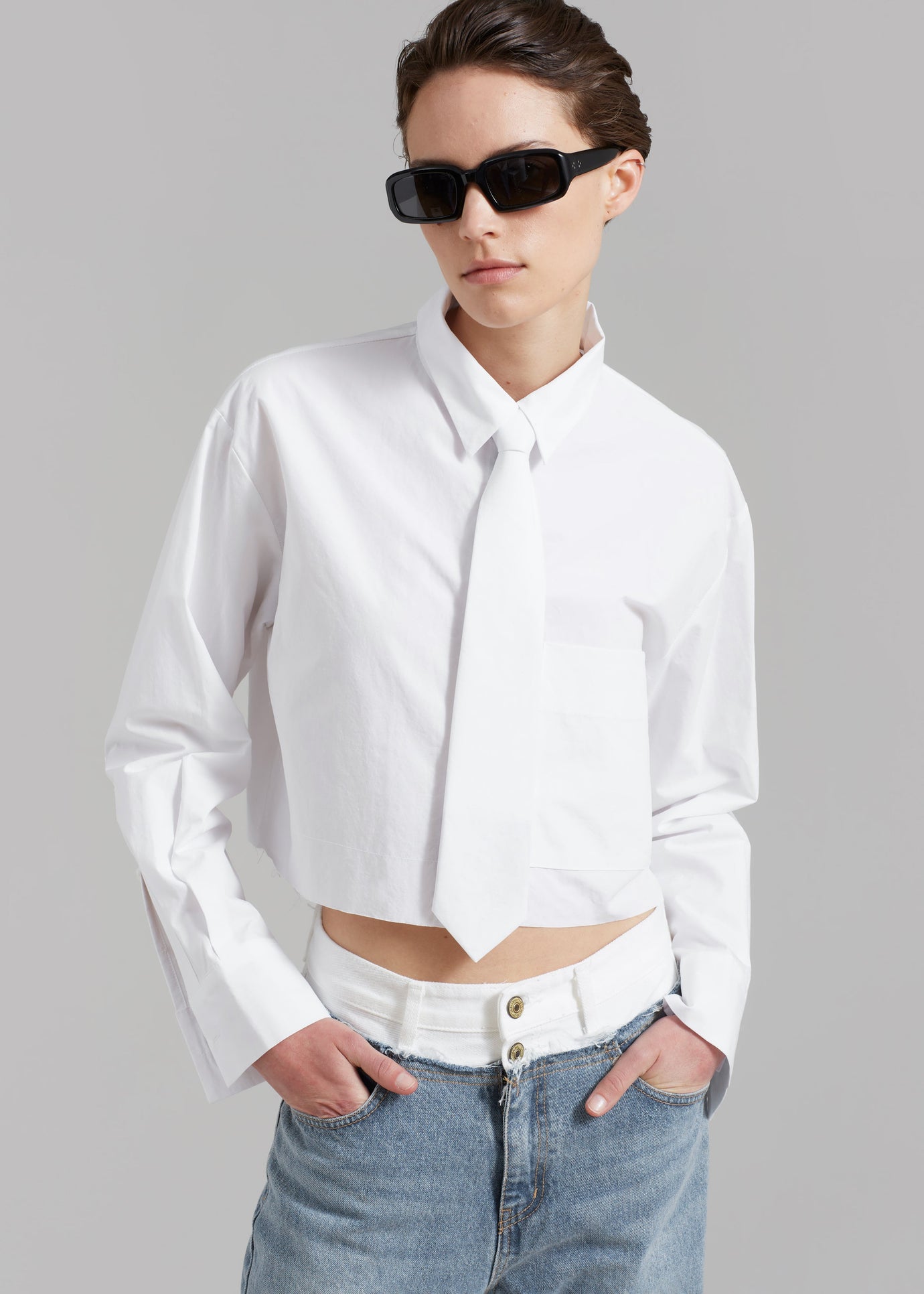 Annie Necktie Shirt - White
