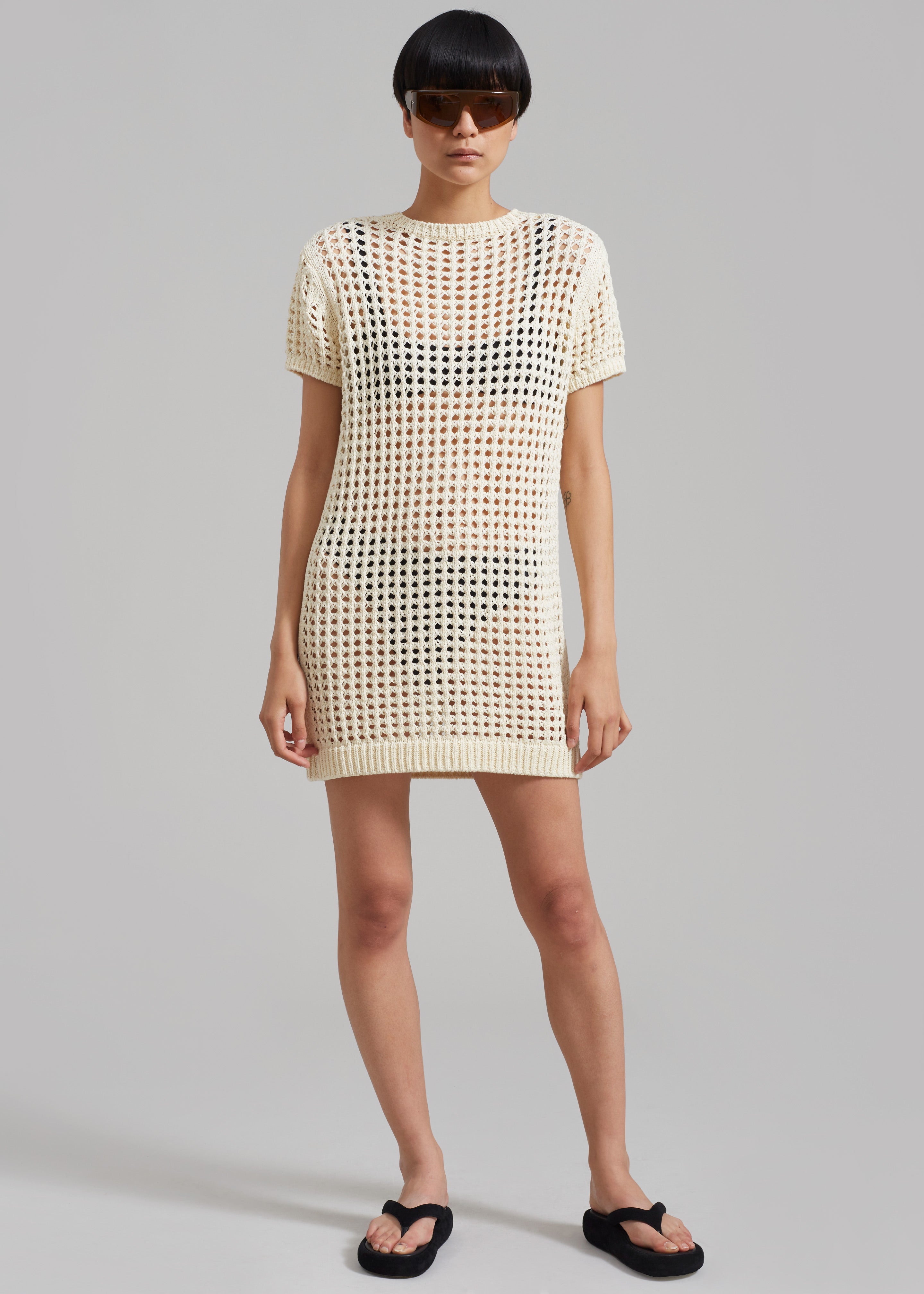 Ari Knit Mini Dress - Cream - 7