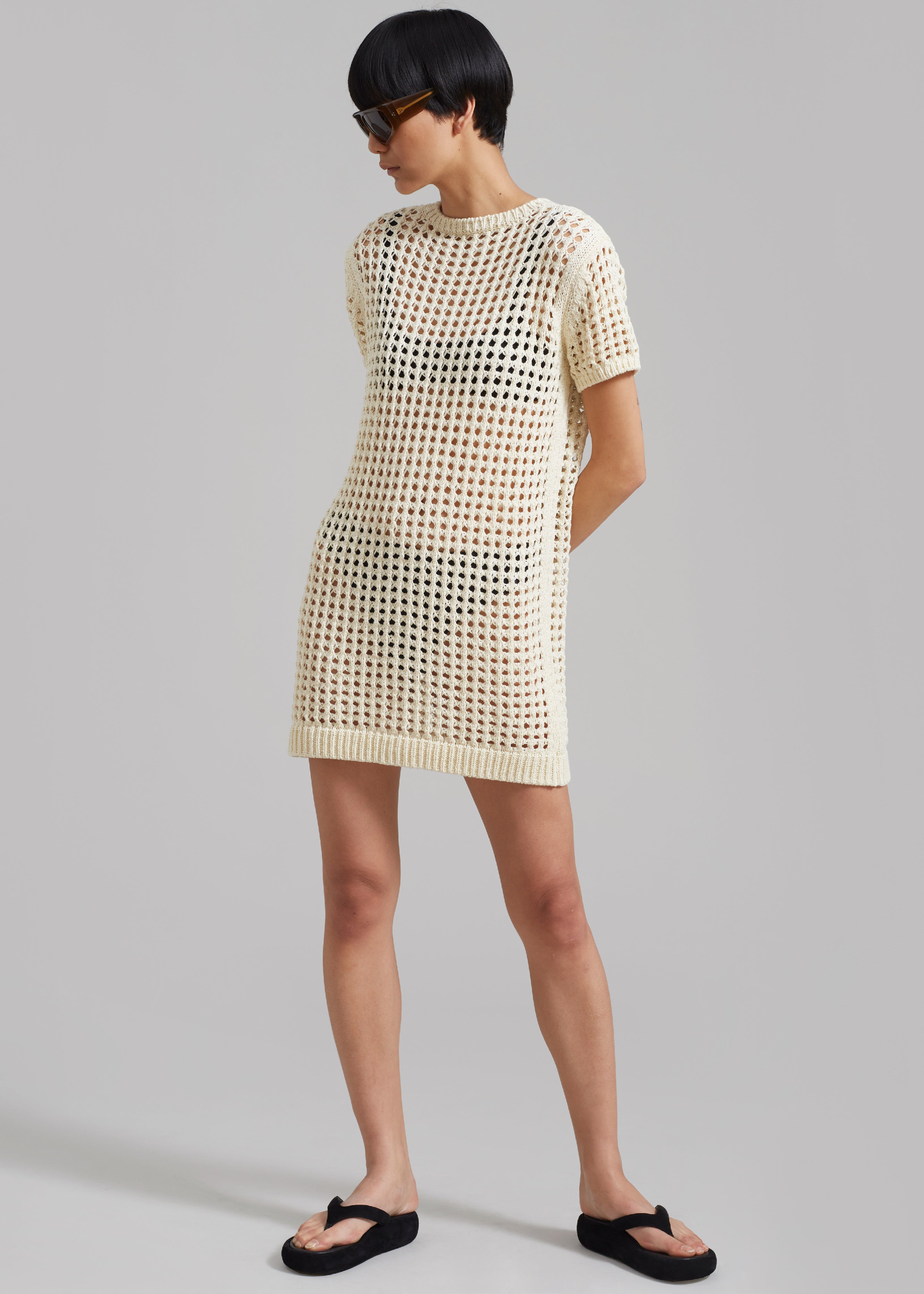 Ari Knit Mini Dress - Cream - 4