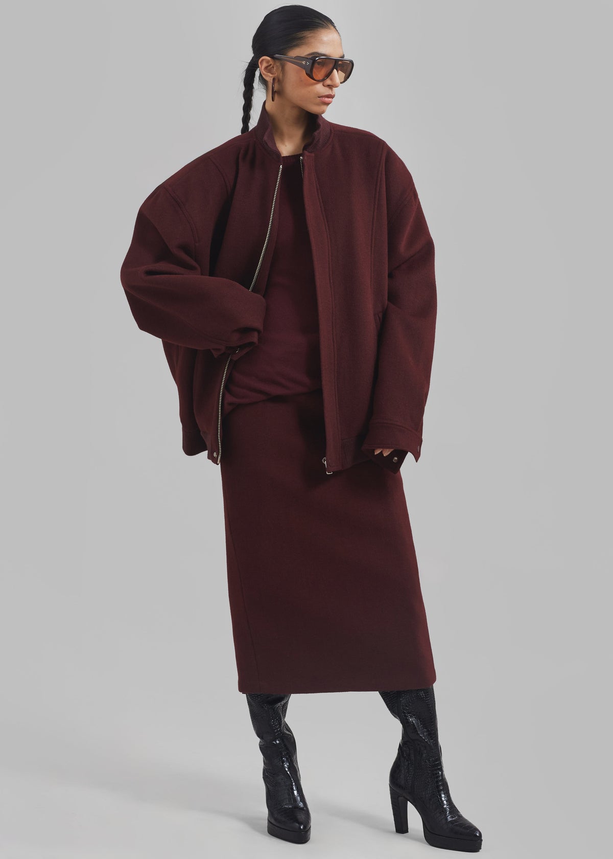 Arley Oversized Bomber - Burgundy - 8