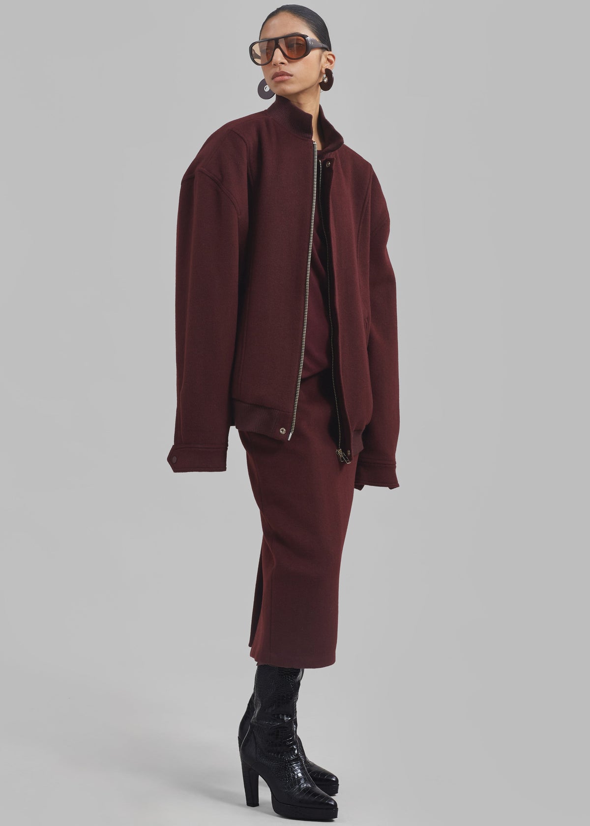 Arley Oversized Bomber - Burgundy - 2