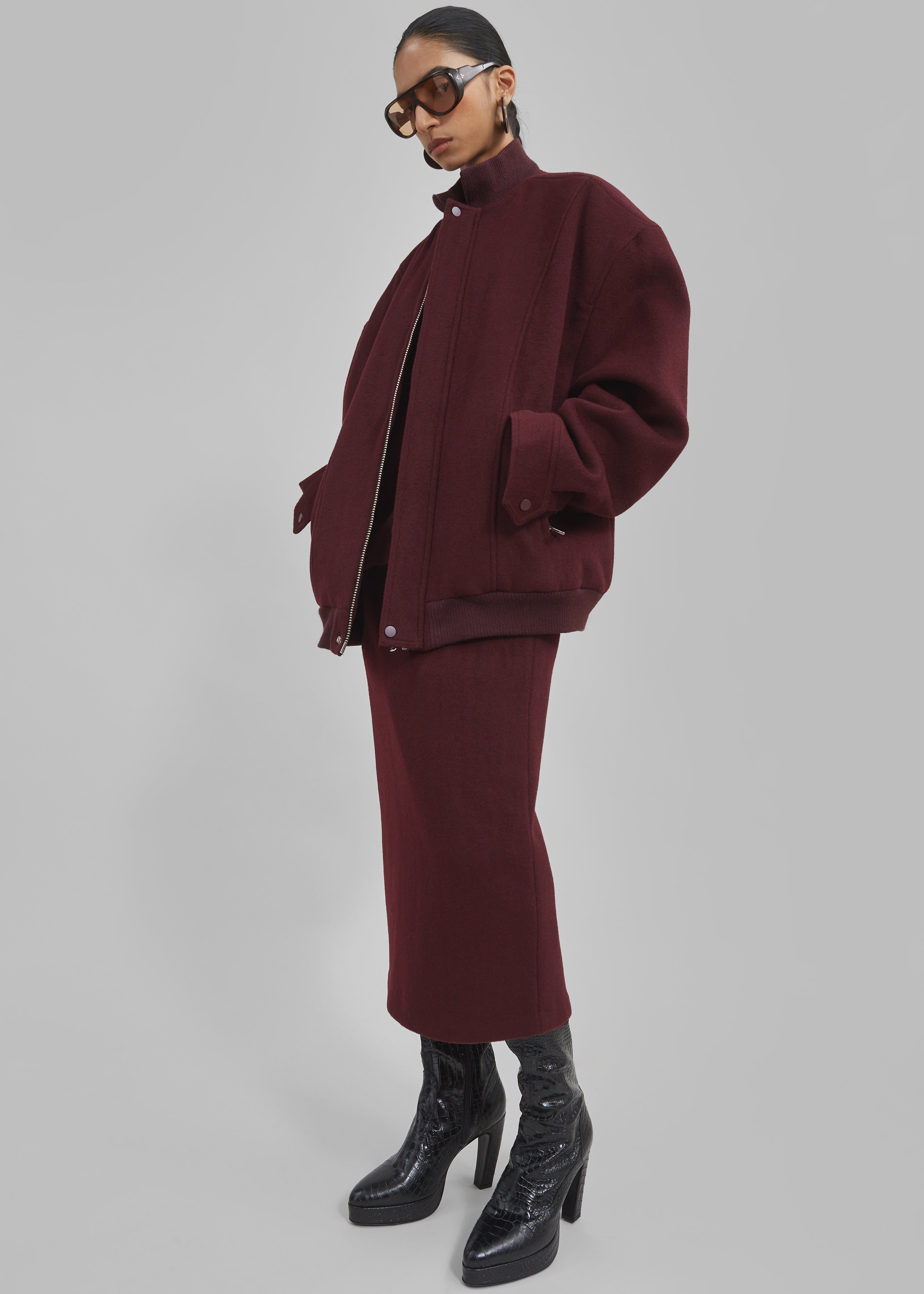 Arley Oversized Bomber - Burgundy - 5