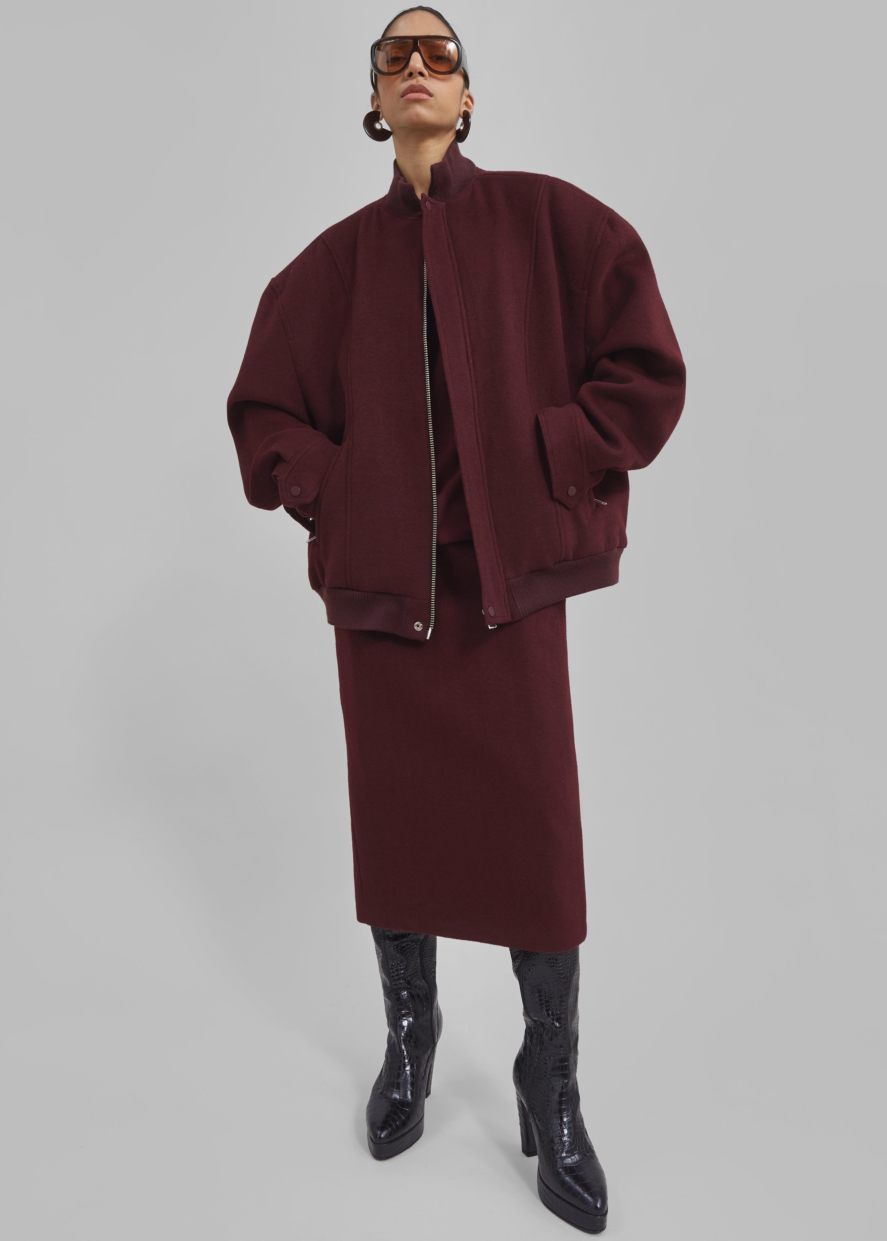 Arley Oversized Bomber - Burgundy - 6